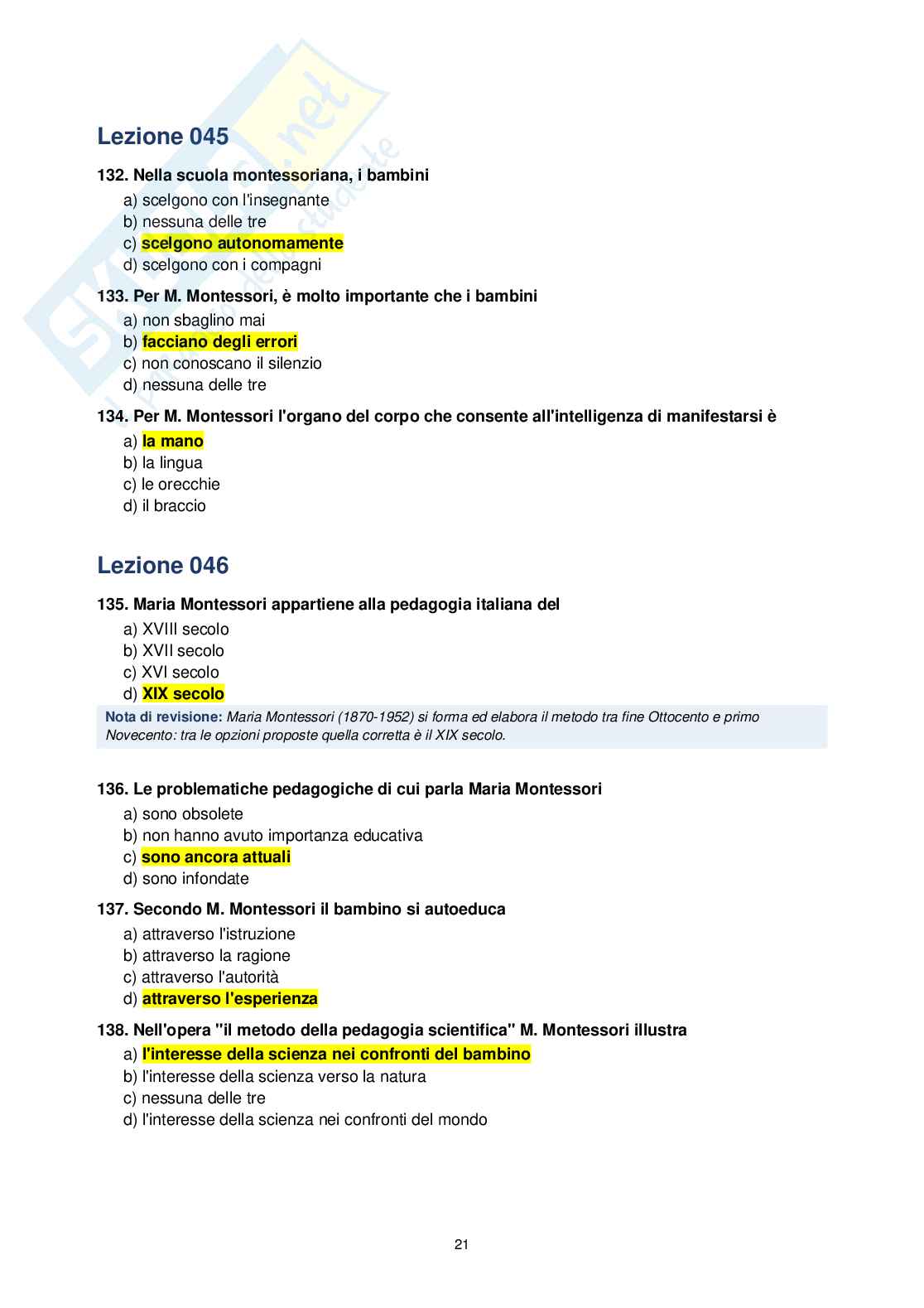 Paniere Fondamenti pedagogici per l'infanzia 0-3 anni, 2026  Pag. 21