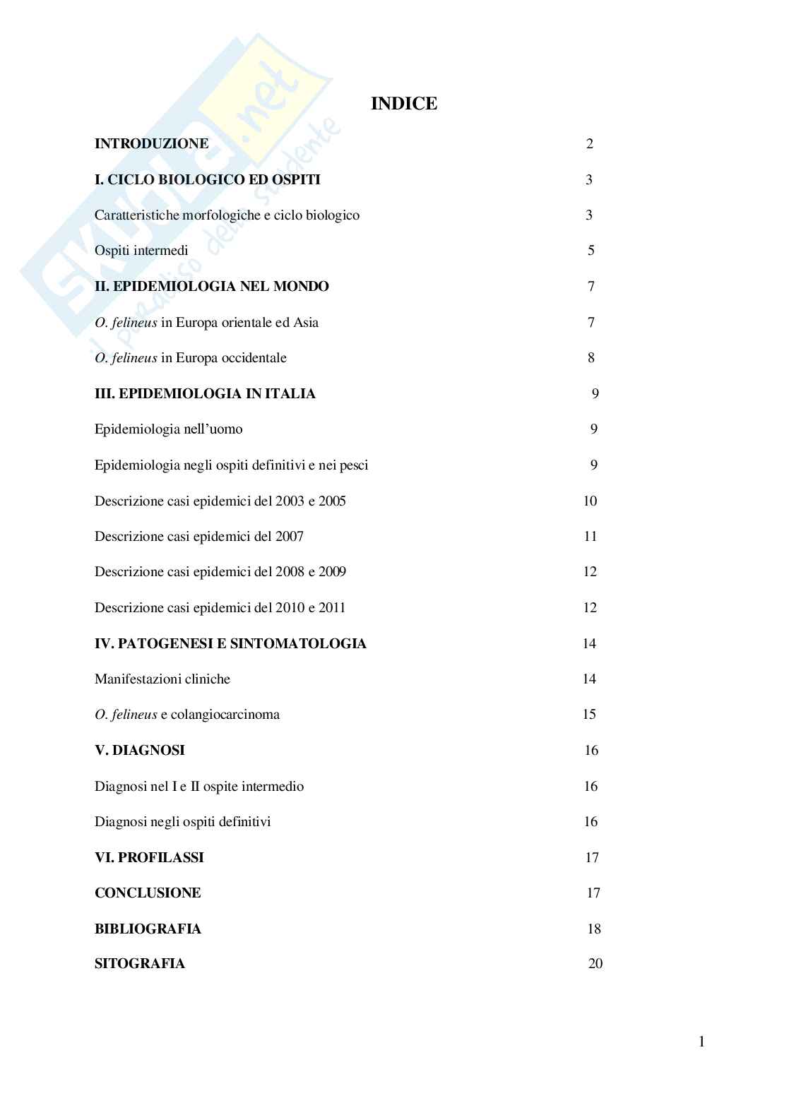 Opisthorchis felineus in Italia Pag. 2