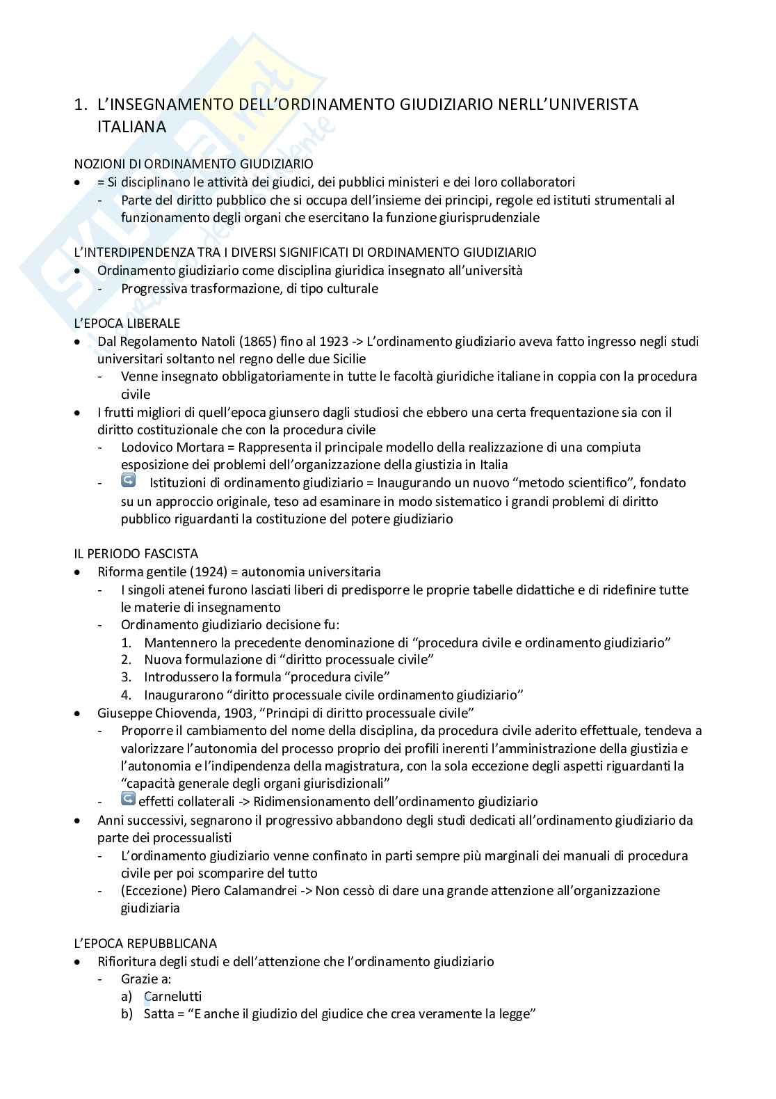 Riassunto esame Diritto comparato pubblico, Prof. Dal Canto Francesco, libro consigliato Lezioni di ordinamento giudiziario, seconda edizione, Francesco Dal canto Pag. 1