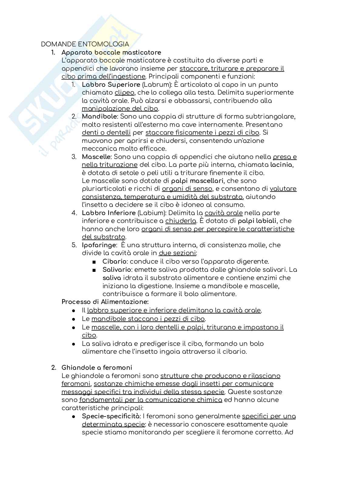 Domande d'esame Patologia delle derrate alimentari Pag. 1