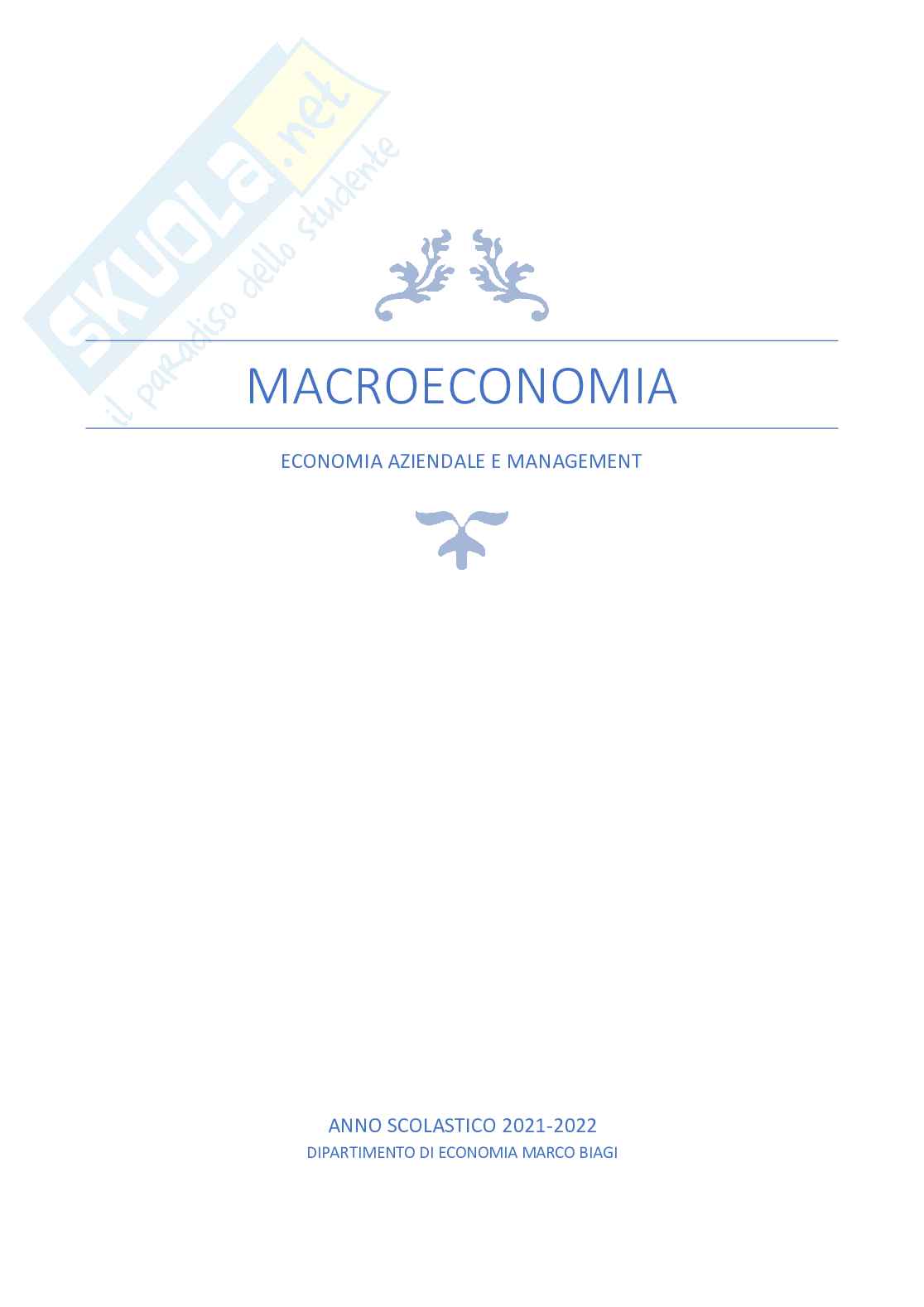 Appunti di Introduzione alla macroeconomia Pag. 1