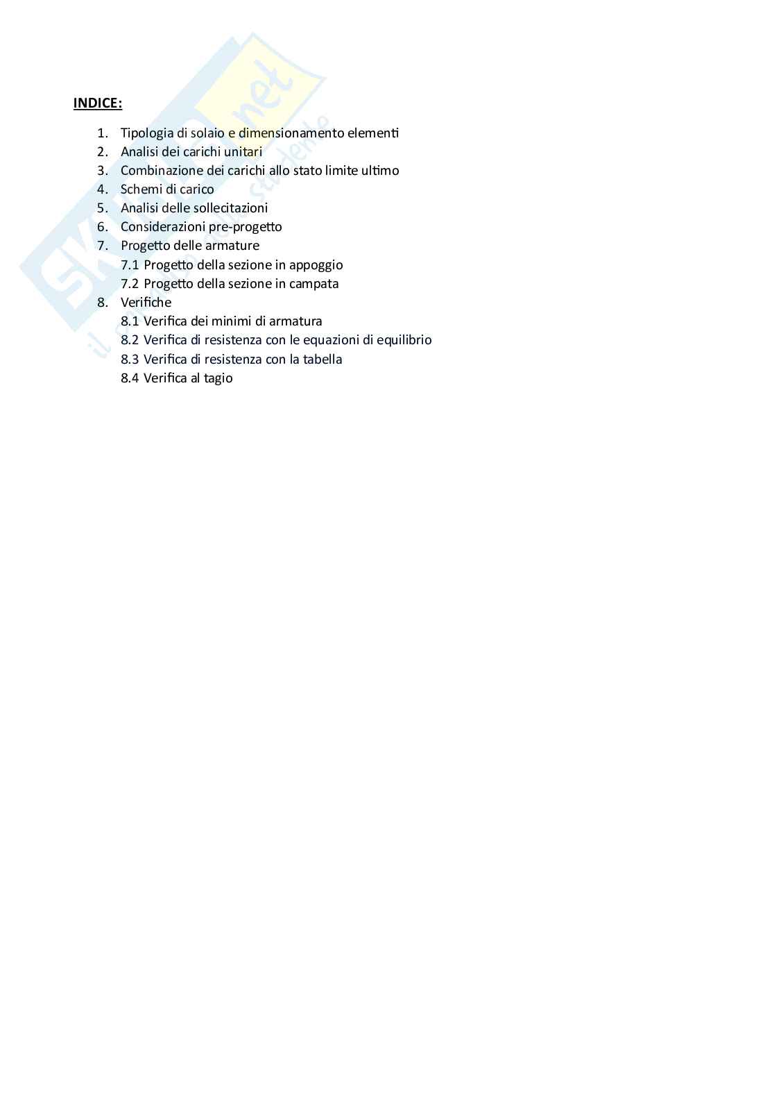 Relazione tecnica progetto solaio per esame di Tecnica delle costruzioni Pag. 2
