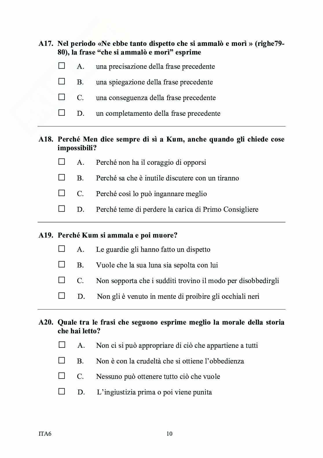 Prova Invalsi Italiano 2010/2011 - Prima Media Pag. 11