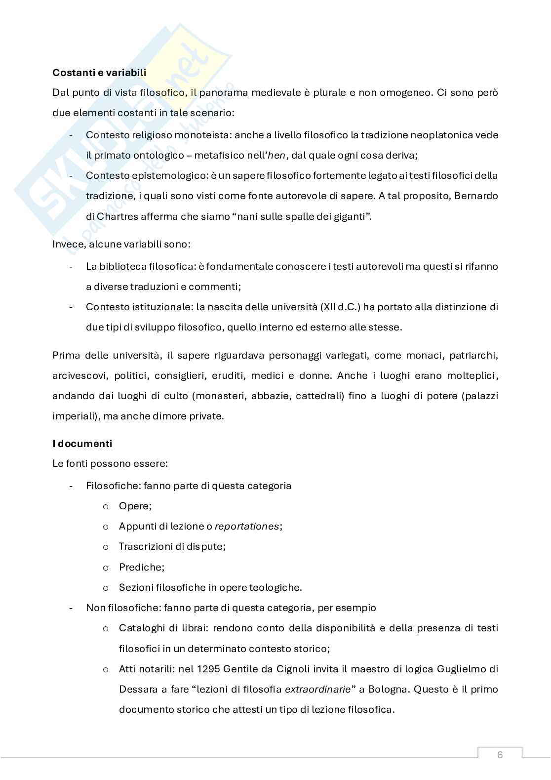 Appunti Storia della filosofia medievale (b)  Pag. 6