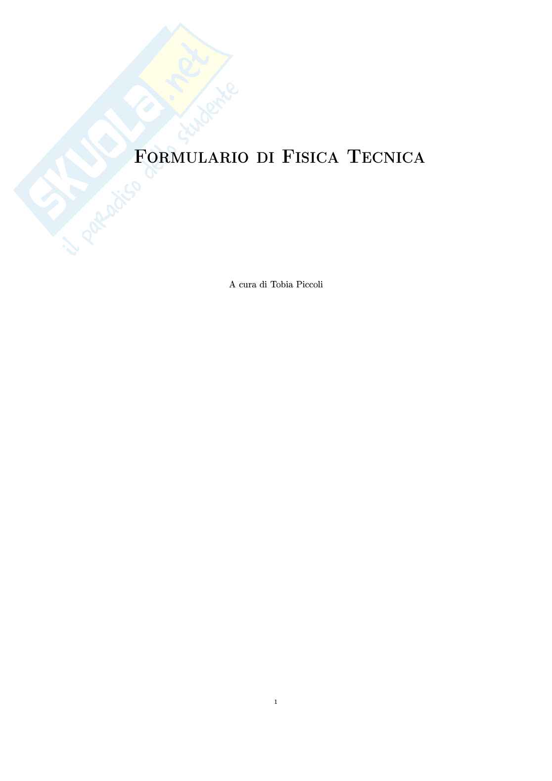 Formulario di Fisica Tecnica Pag. 1
