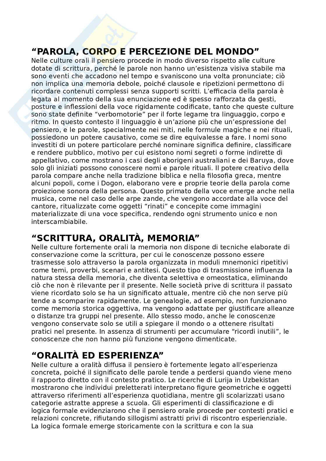 Riassunto esame Antropologia sociale e della famiglia, Prof. Parisi Rosa, libro consigliato Elementi di antropologia culturale, Fabietti Pag. 21