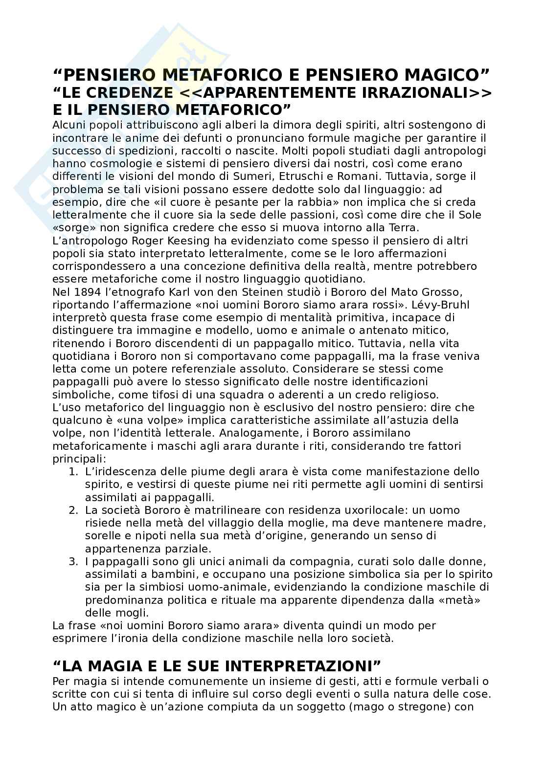 Riassunto esame Antropologia sociale e della famiglia, Prof. Parisi Rosa, libro consigliato Elementi di antropologia culturale, Fabietti Pag. 31