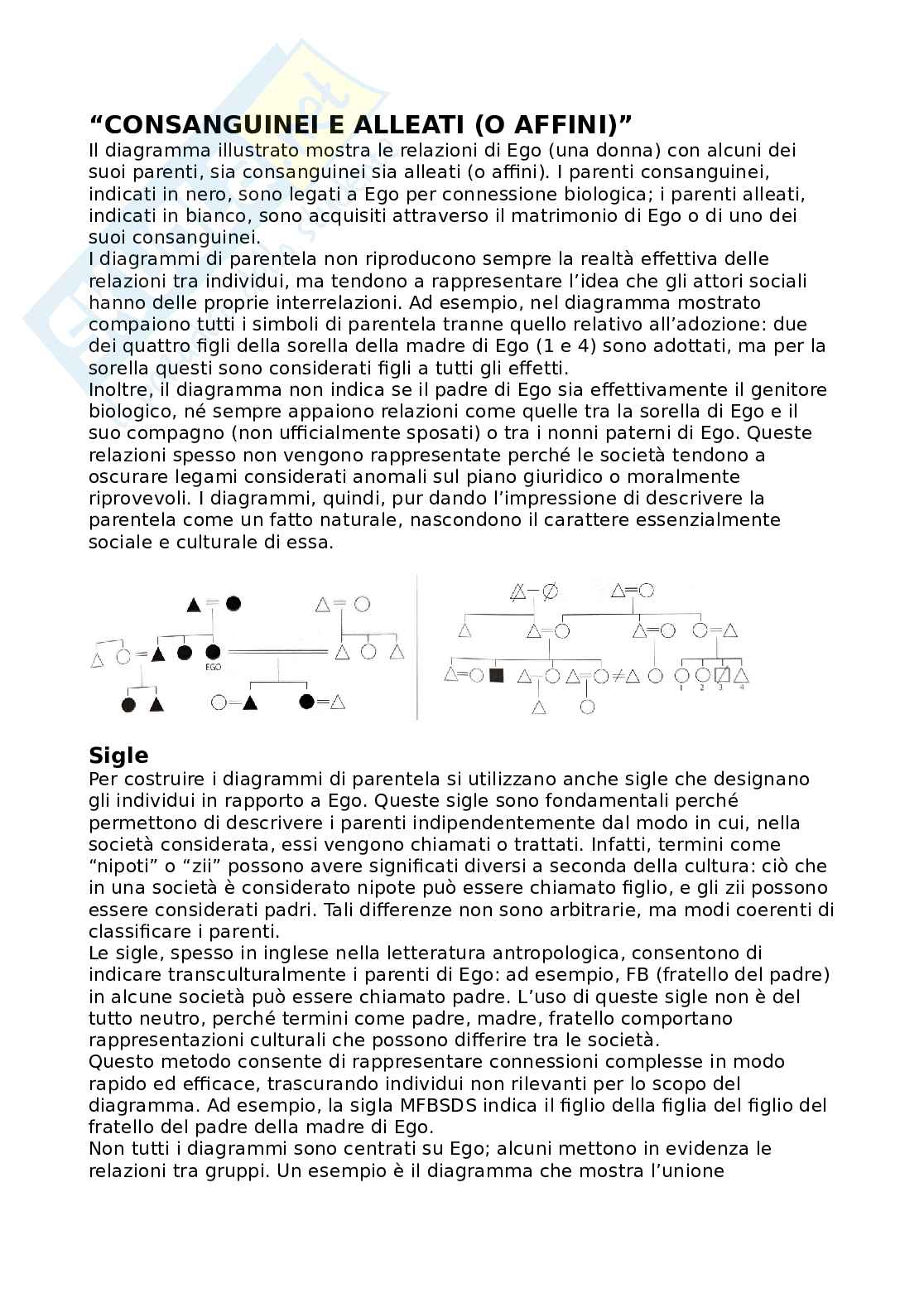 Riassunto esame Antropologia sociale e della famiglia, Prof. Parisi Rosa, libro consigliato Elementi di antropologia culturale, Fabietti Pag. 46