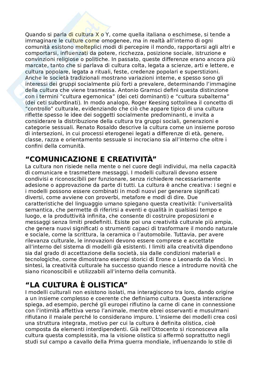 Riassunto esame Antropologia sociale e della famiglia, Prof. Parisi Rosa, libro consigliato Elementi di antropologia culturale, Fabietti Pag. 6