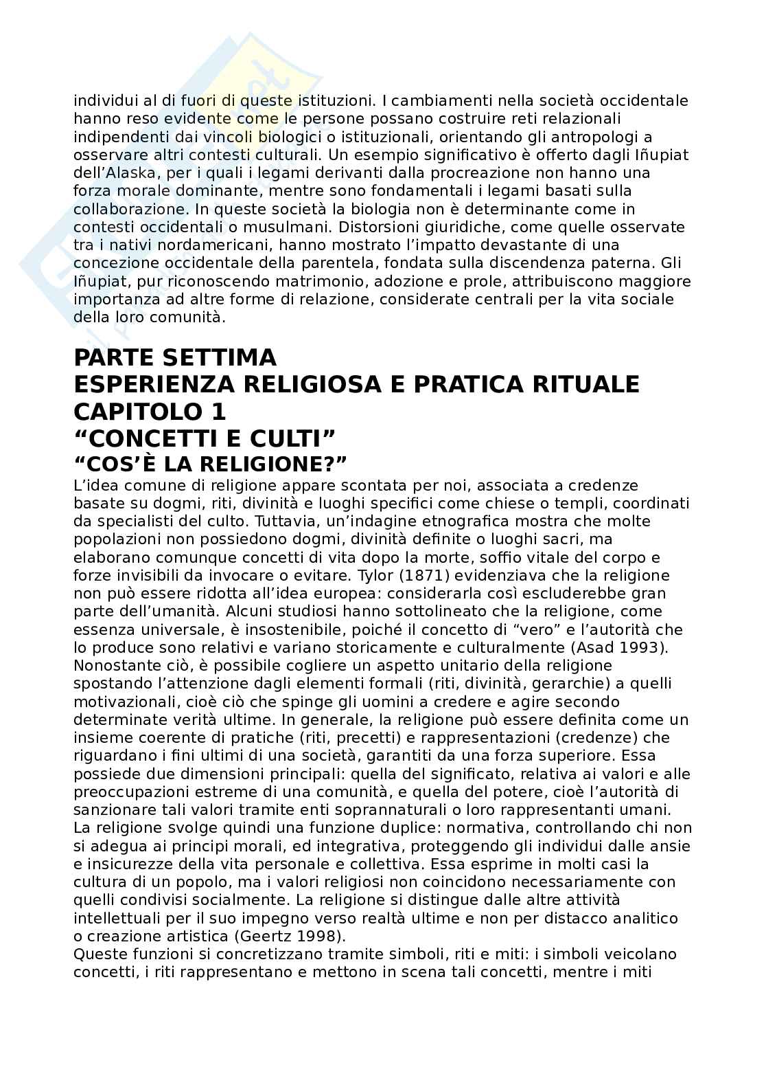 Riassunto esame Antropologia sociale e della famiglia, Prof. Parisi Rosa, libro consigliato Elementi di antropologia culturale, Fabietti Pag. 66