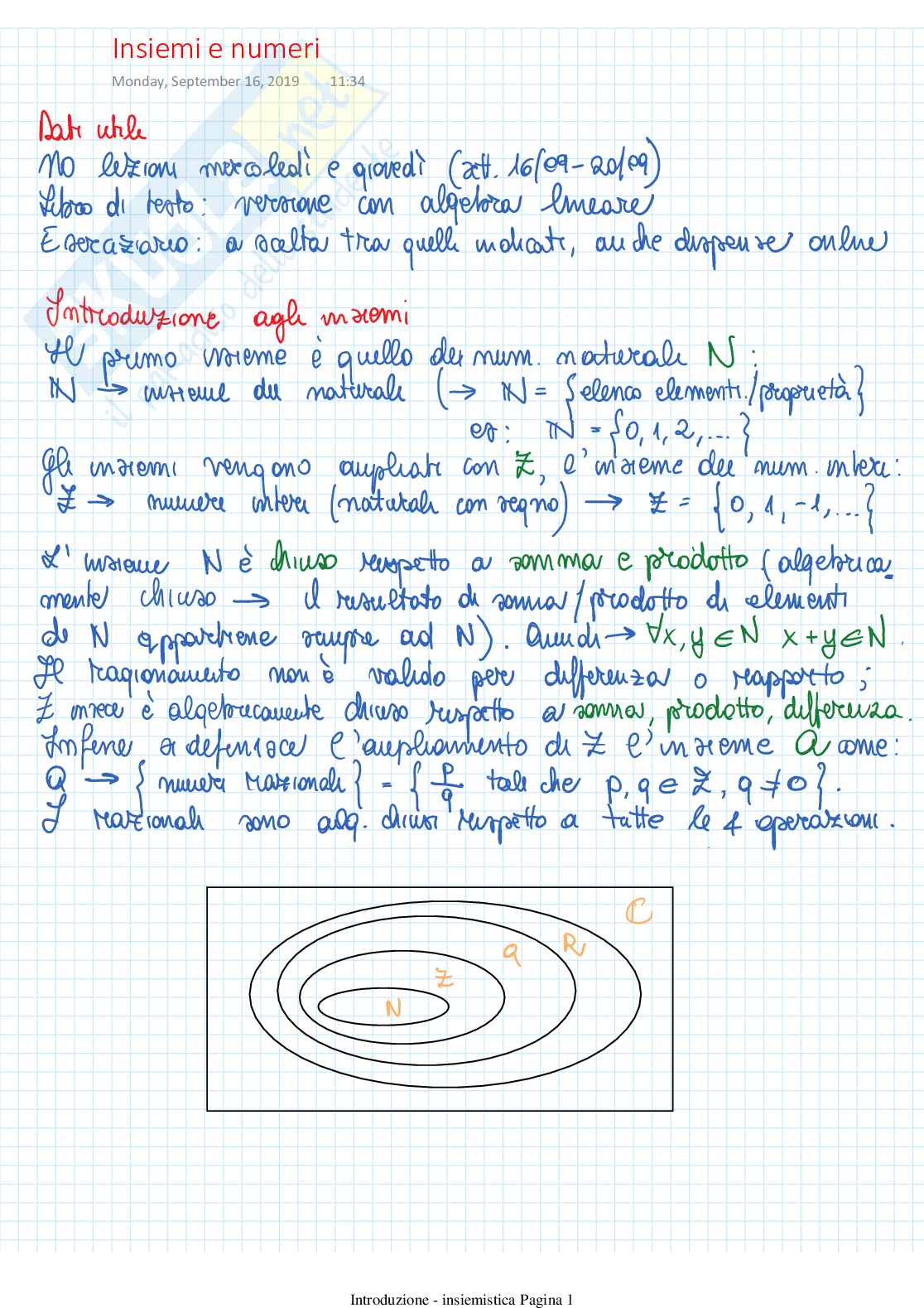 Introduzione: insiemistica Pag. 1