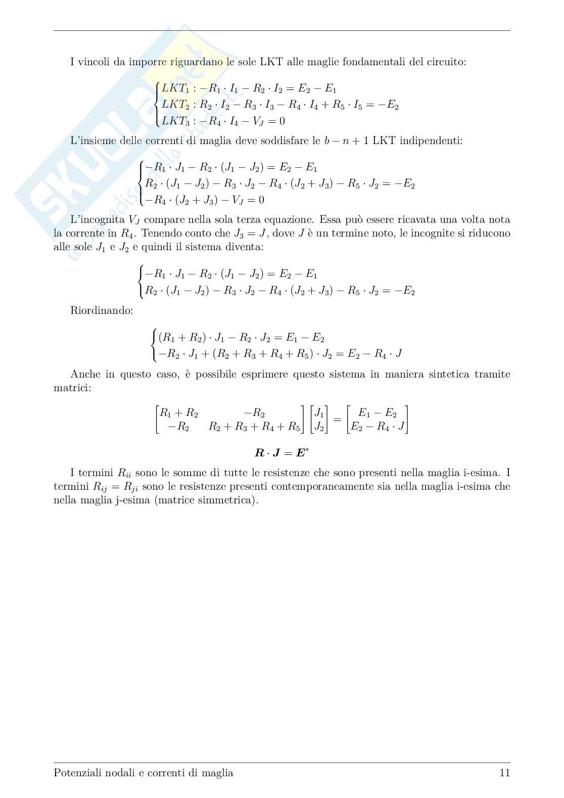 Potenziali nodali e correnti di maglia: teoria ed esercizi svolti Pag. 11