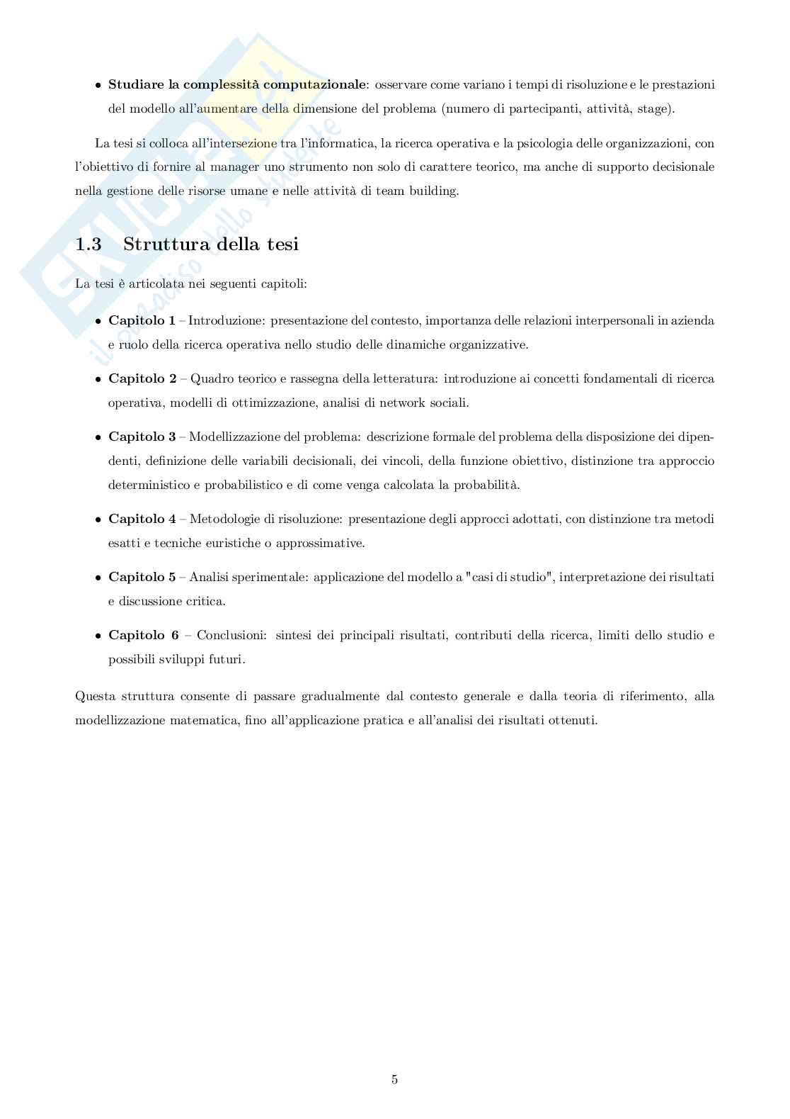 Ottimizzazione delle reti sociali in contesti organizzativi  Pag. 6