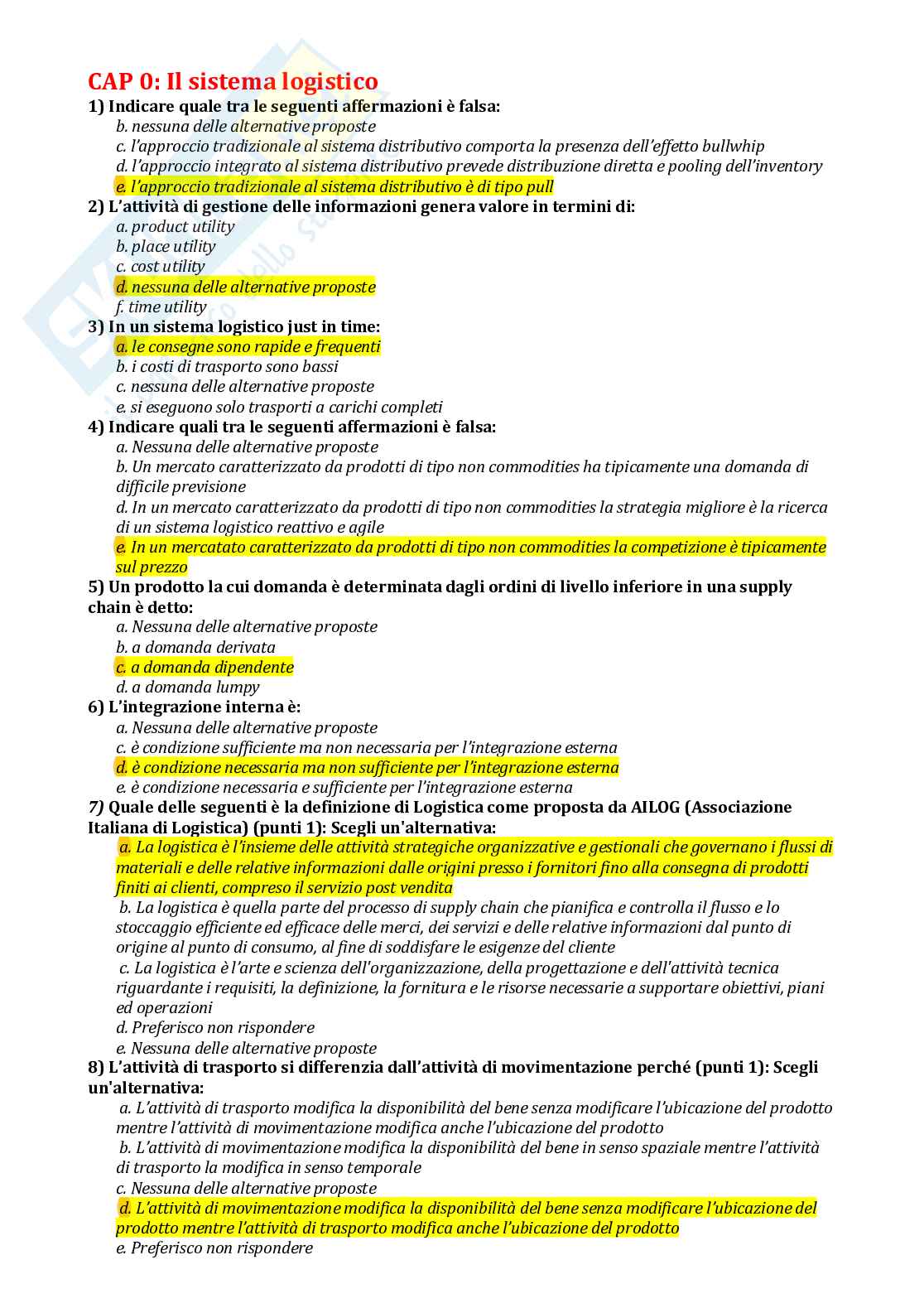 Logistica industriale - esame riassunto teoria Pag. 1