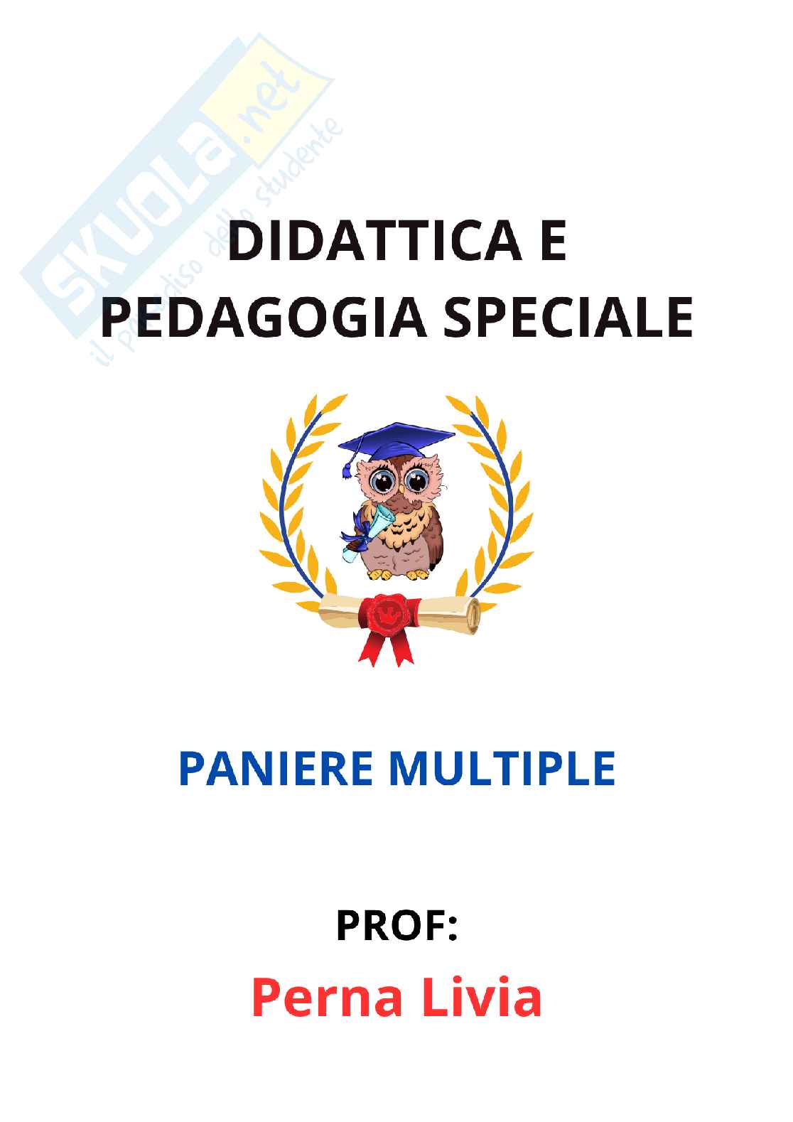 Paniere di Didattica e pedagogia speciale (2026) - Risposte multiple corrette Pag. 1