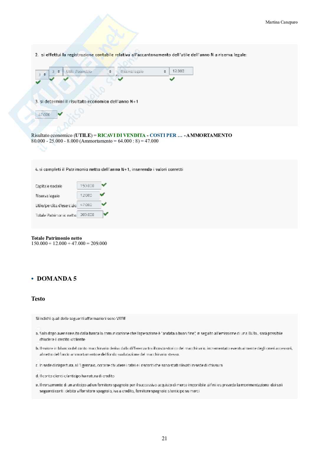 Ragioneria metodologica – Parte 5 – 5 prove d'esame svolte domanda per domanda Pag. 21