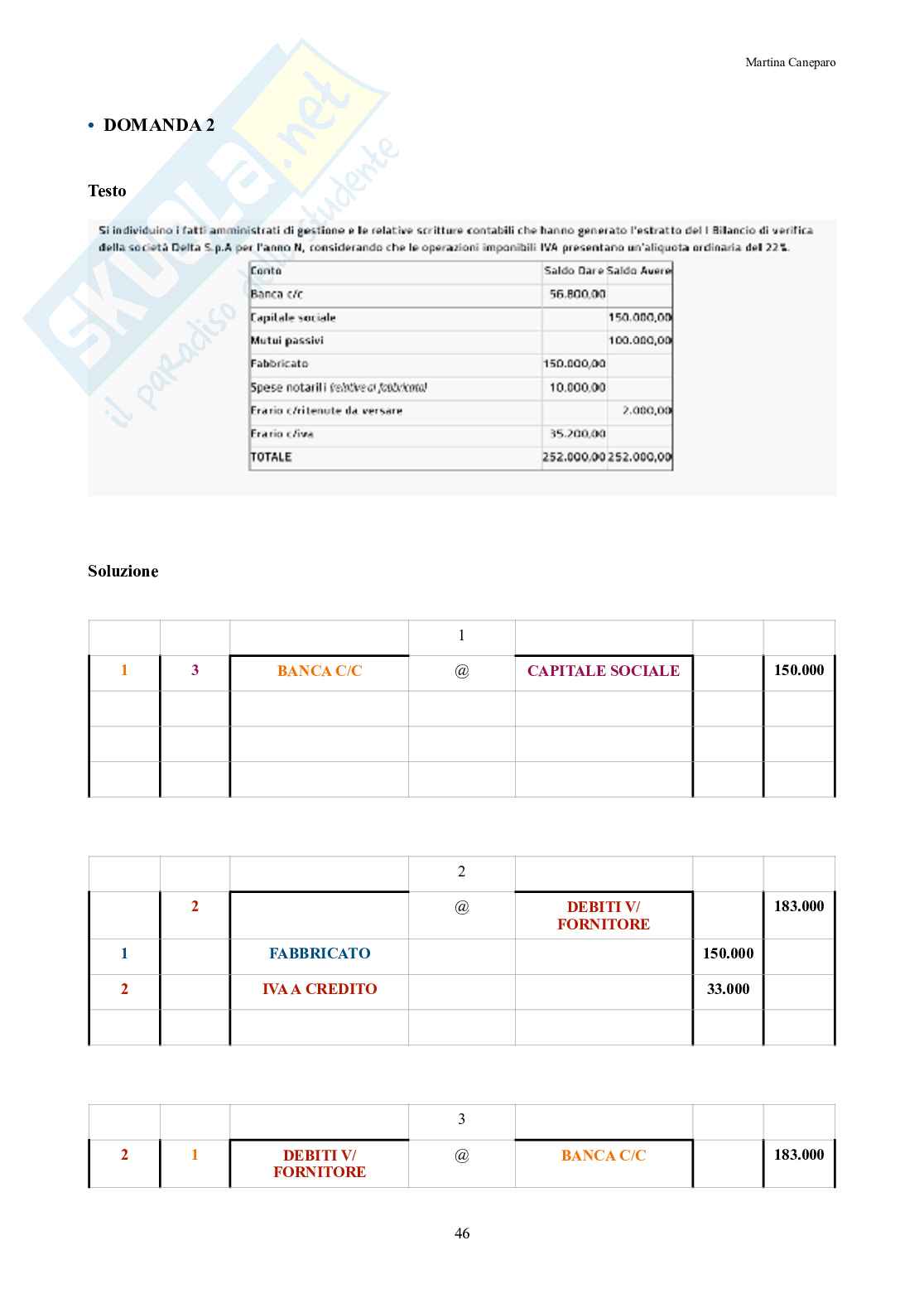 Ragioneria metodologica – Parte 5 – 5 prove d'esame svolte domanda per domanda Pag. 46