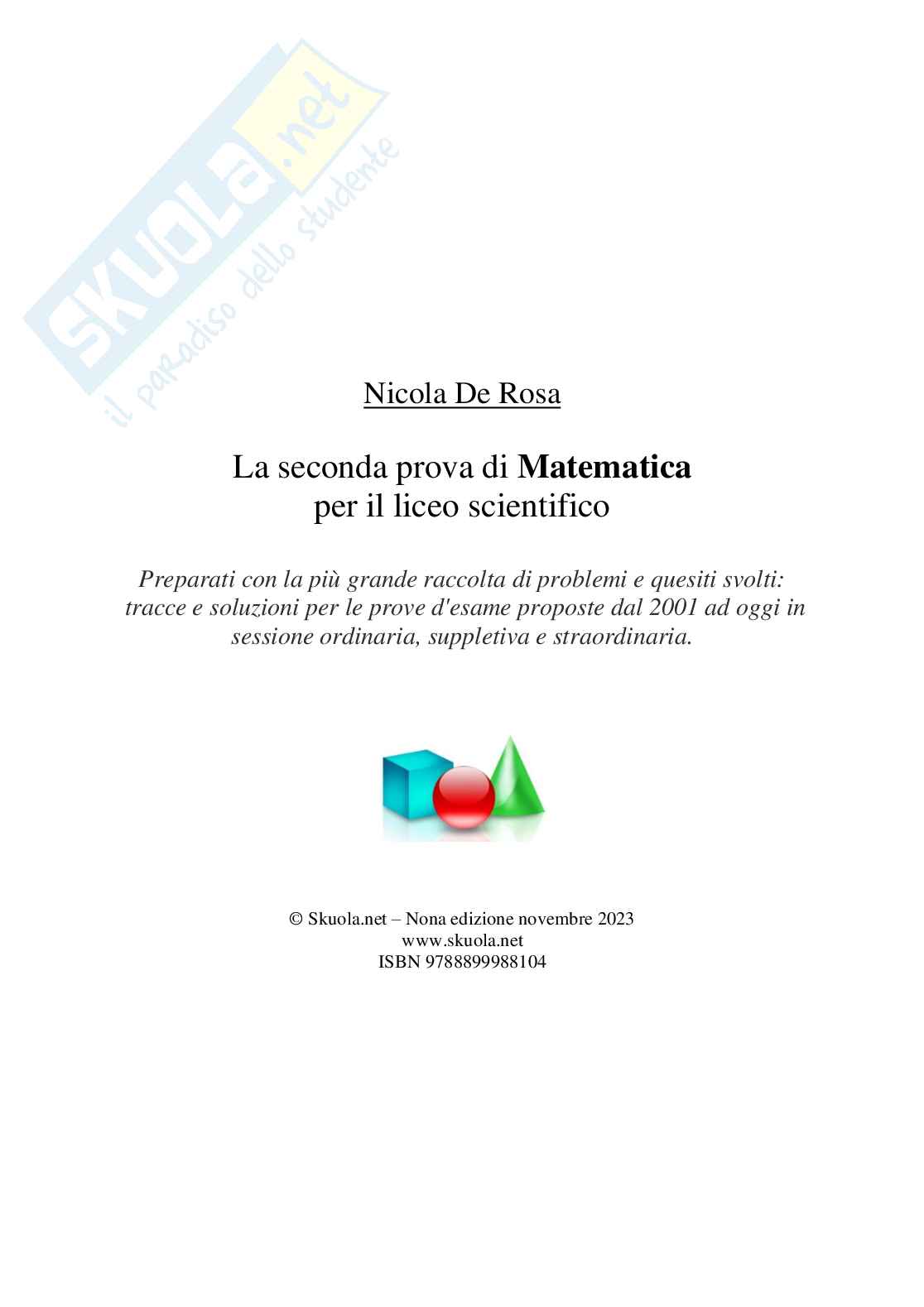 La seconda prova di Matematica per il liceo scientifico (ed. 2023) Pag. 2