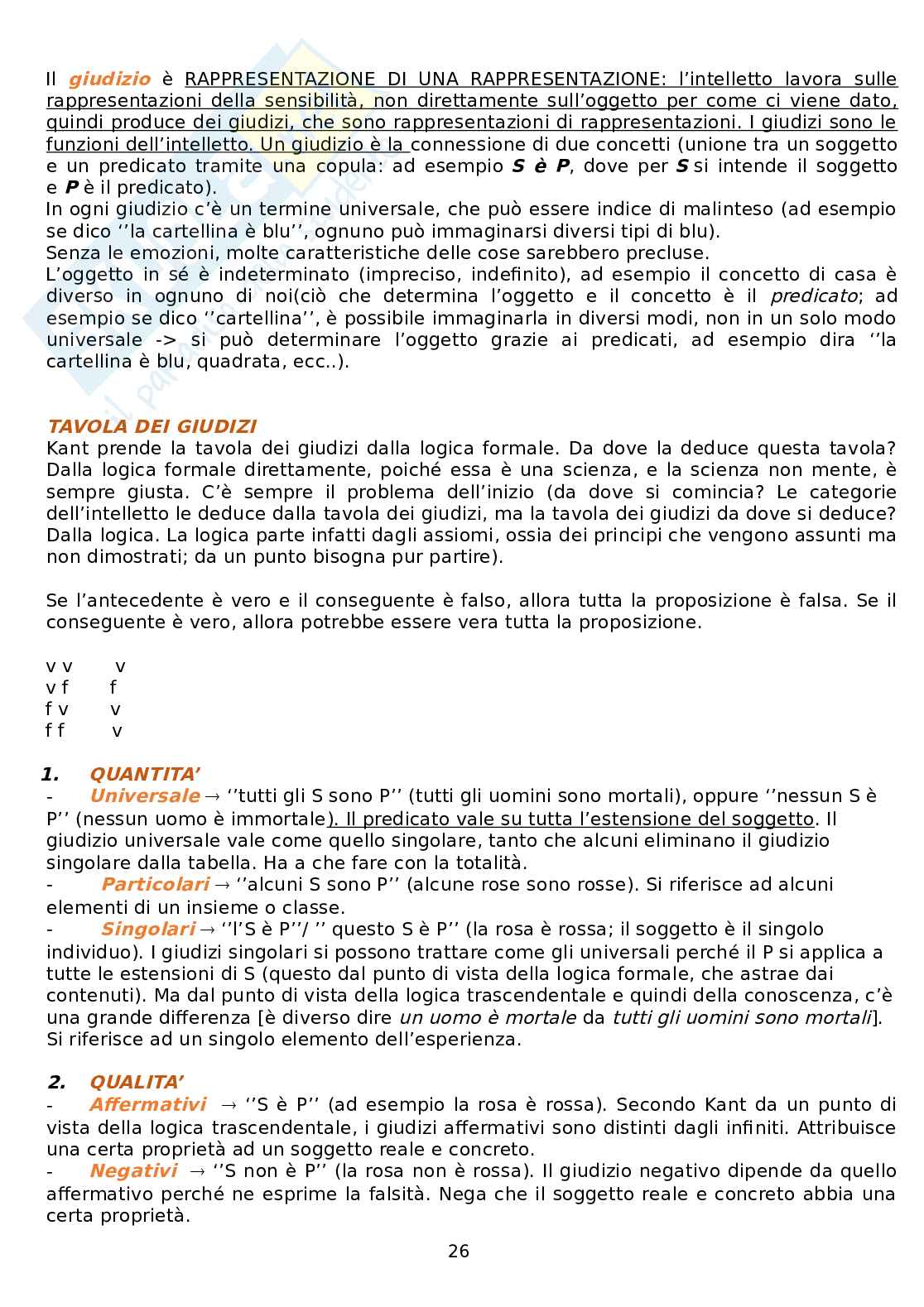 Riassunto esame Filosofia teoretica, Prof. Raspa Venanzio, libro consigliato Critica della ragion pura, Immanuel Kant Pag. 26