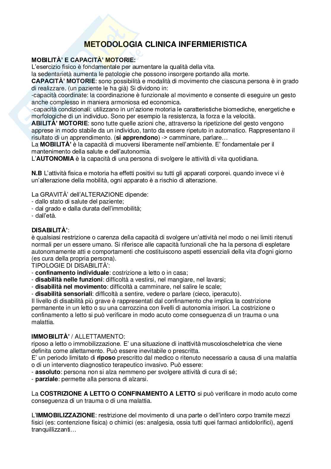 Metodologia clinica infermieristica Pag. 1