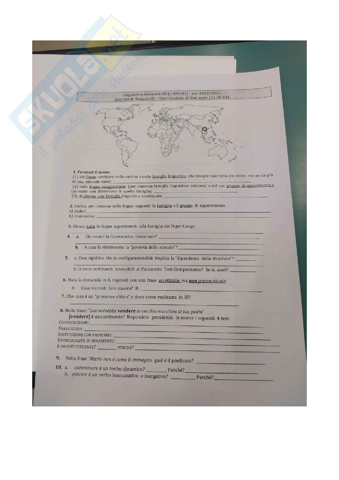 Simulazione esame Prova Linguistica generale 1b Pag. 2