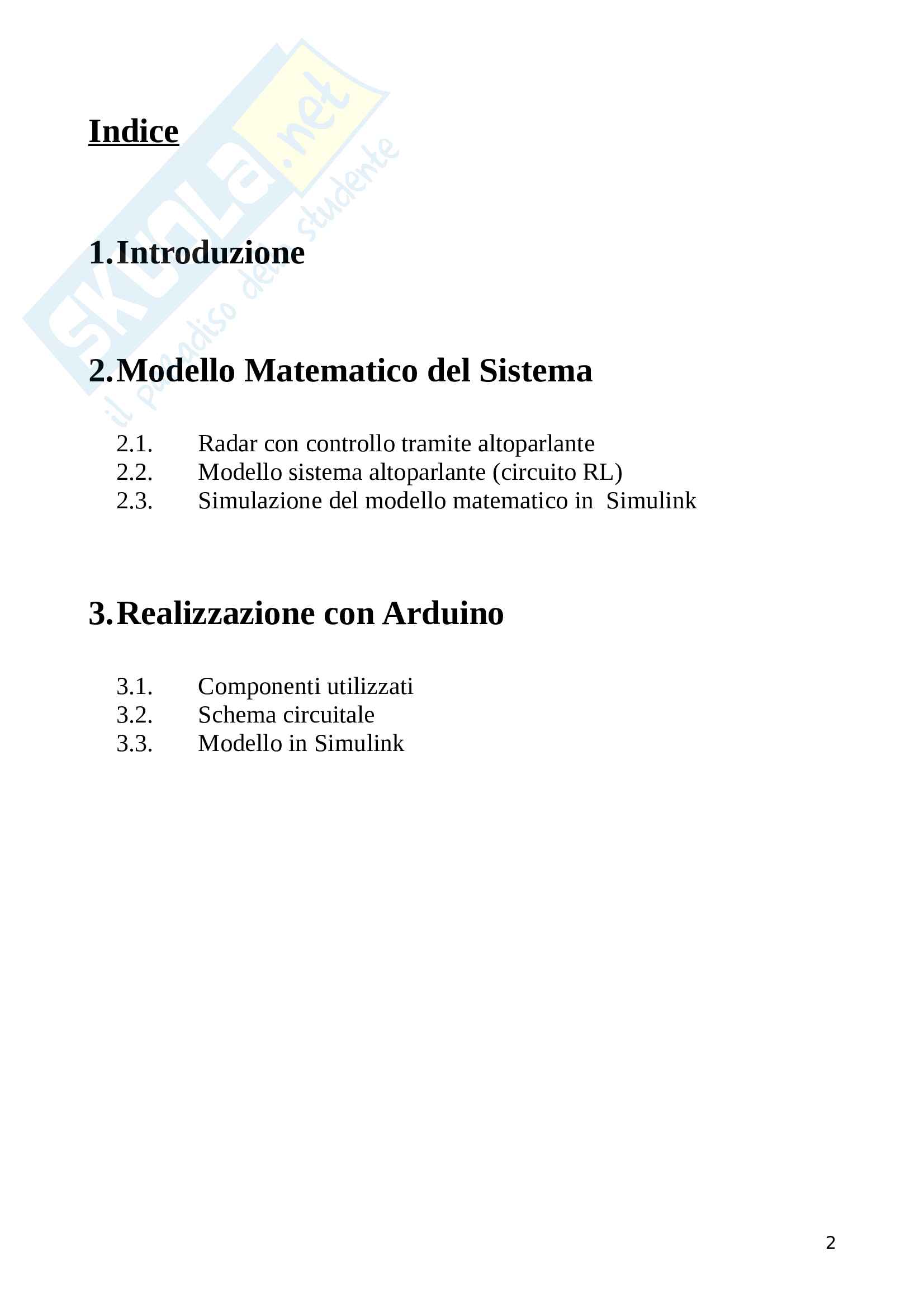 Tesina Sistemi Dinamici con Arduino Pag. 2