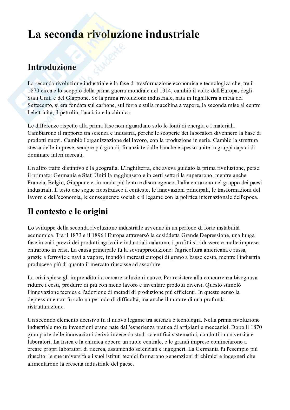 Seconda Rivoluzione industriale  Pag. 1
