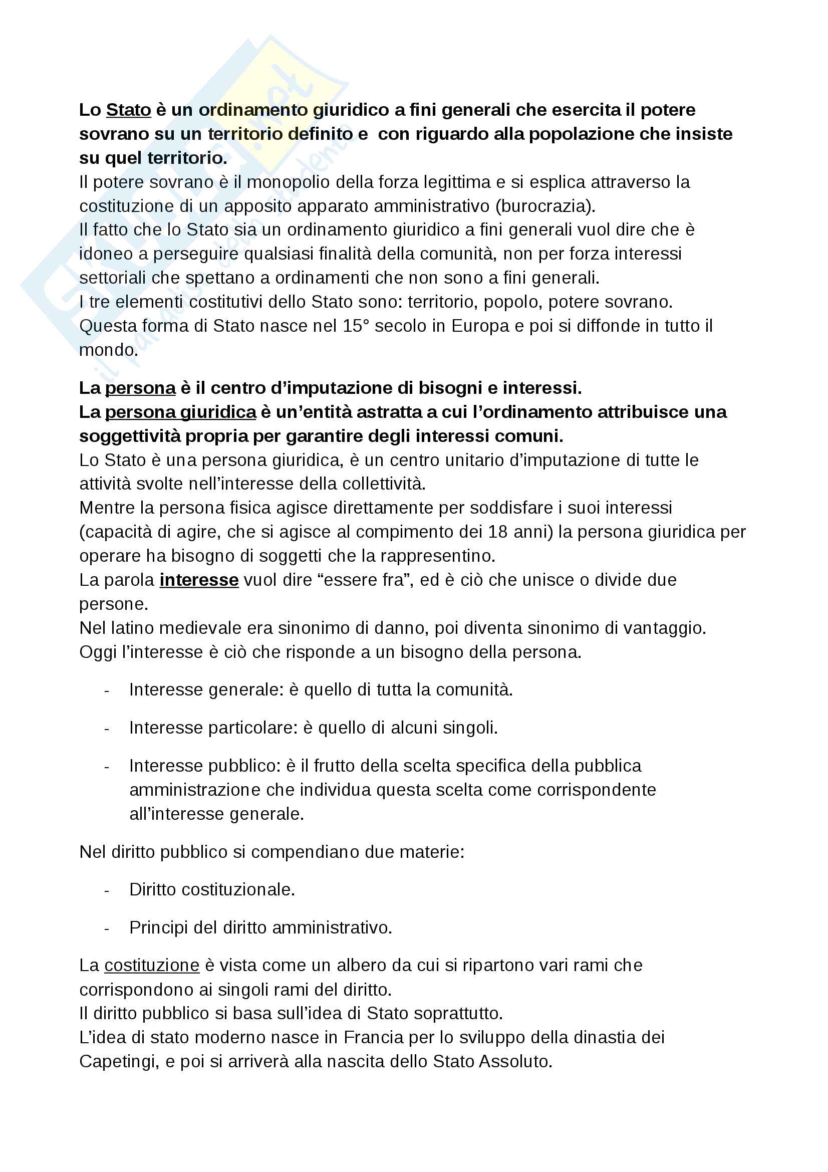 Stato: forme ed evoluzione - diritto pubblico Pag. 1