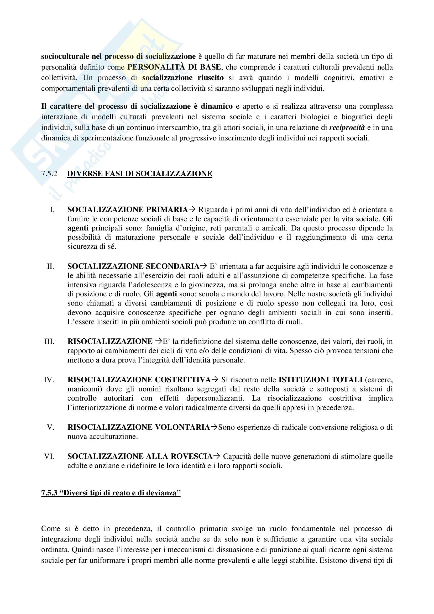 Riassunto esame Sociologia generale, prof. Moro, libro consigliato Manuale di sociologia, Gallino Pag. 31