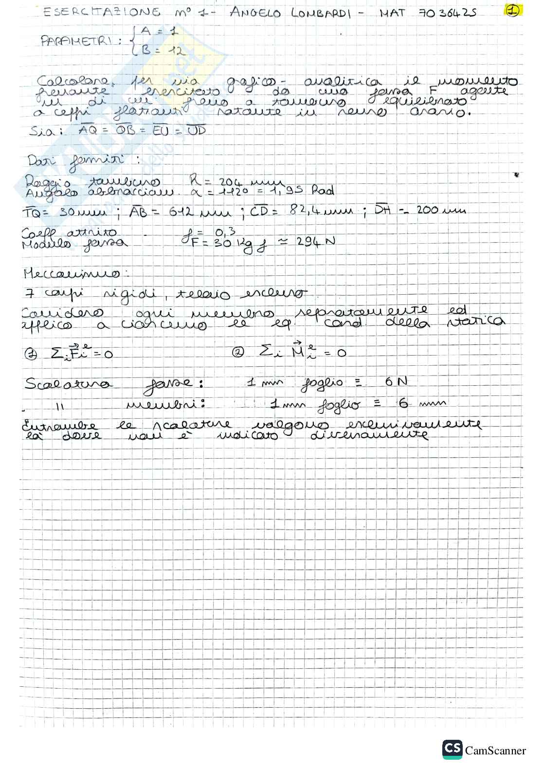 Calcolo momento frenante - Laboratorio meccanica applicata alle macchine Pag. 1