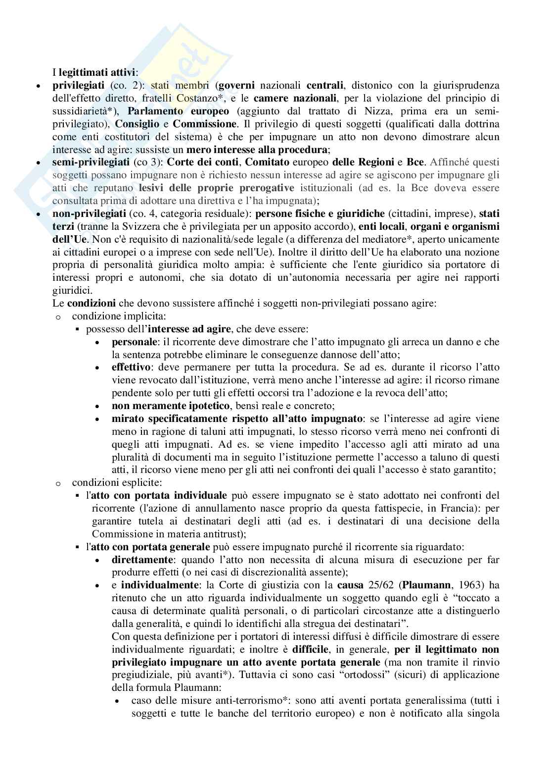 Riassunto esame Diritto dell'unione europea, Prof. Alberti Jacopo, libro consigliato Istituzioni di Diritto dell'Unione europea , Ugo Villani Pag. 66