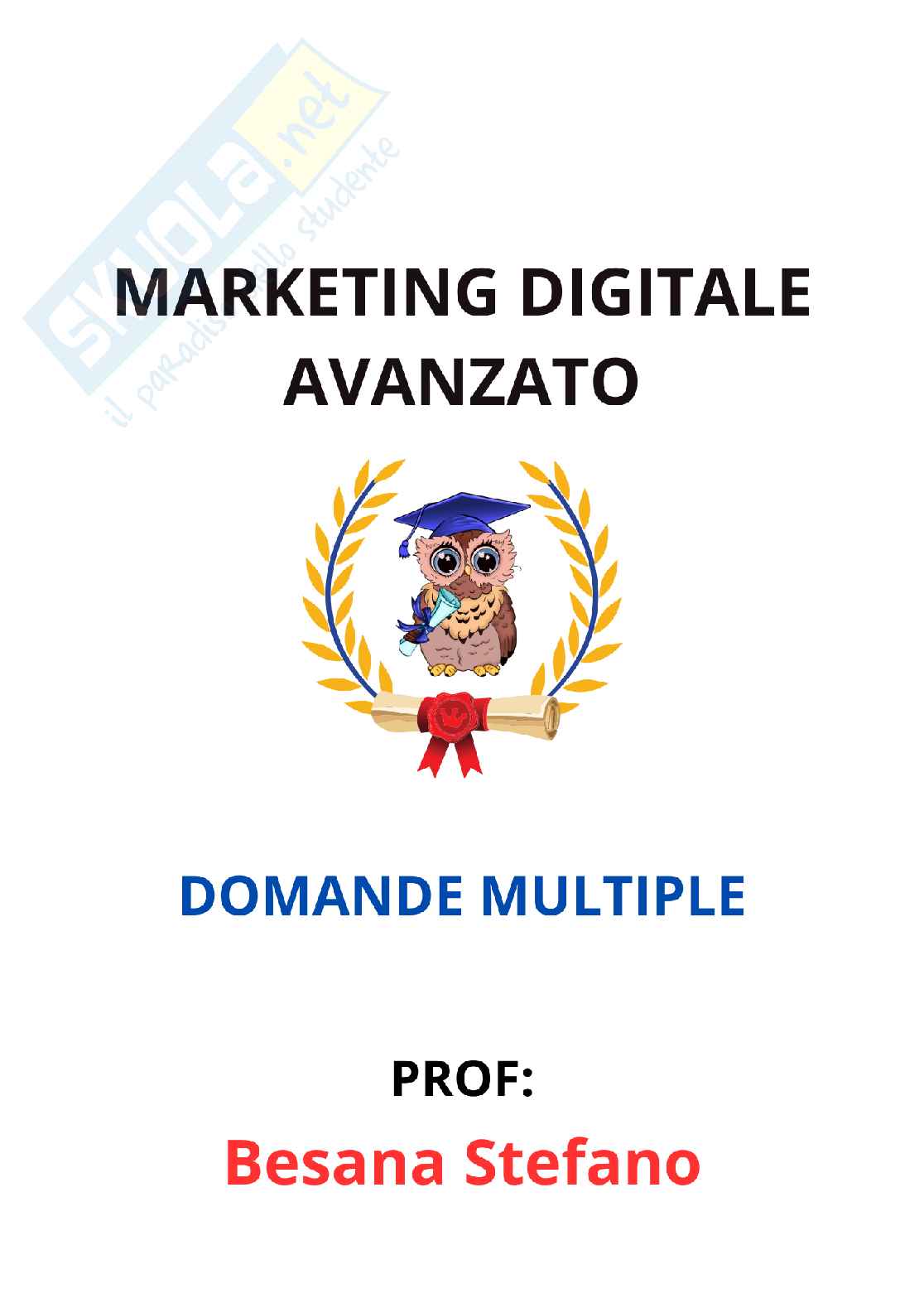 Paniere Marketing digitale avanzato - Risposte multiple - aggiornato (2026) Pag. 1