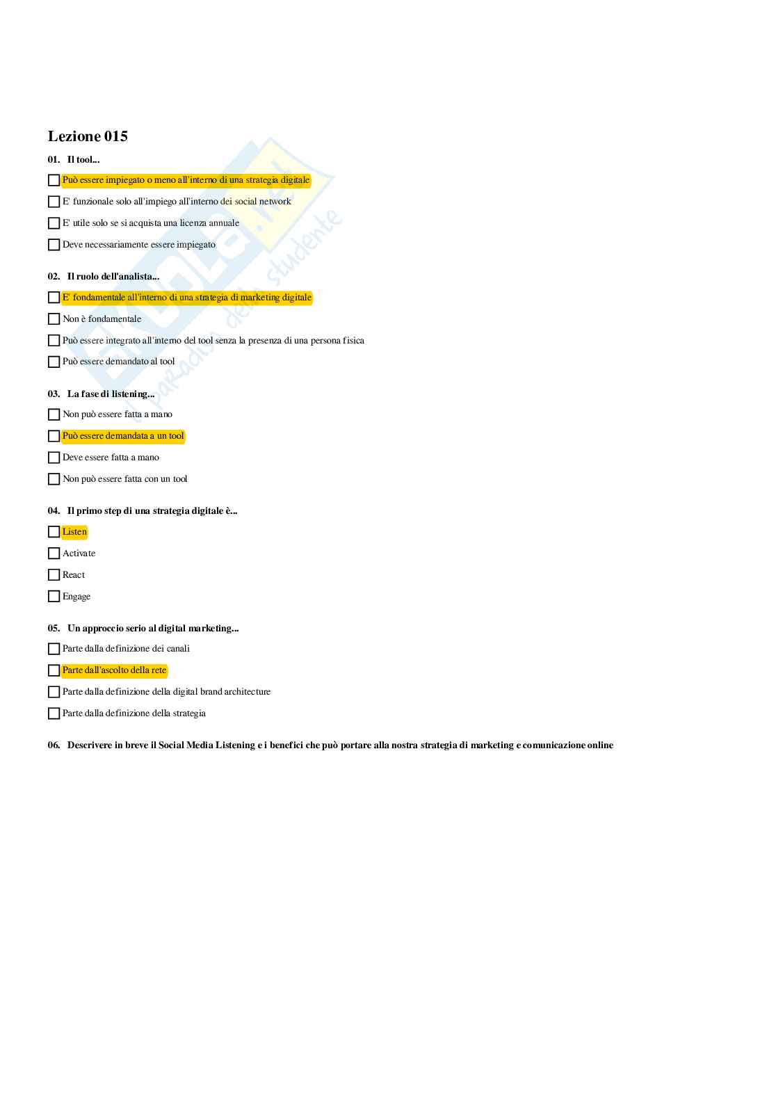 Paniere Marketing digitale avanzato - Risposte multiple - aggiornato (2026) Pag. 16