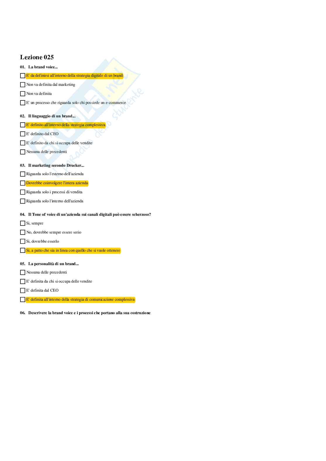 Paniere Marketing digitale avanzato - Risposte multiple - aggiornato (2026) Pag. 26