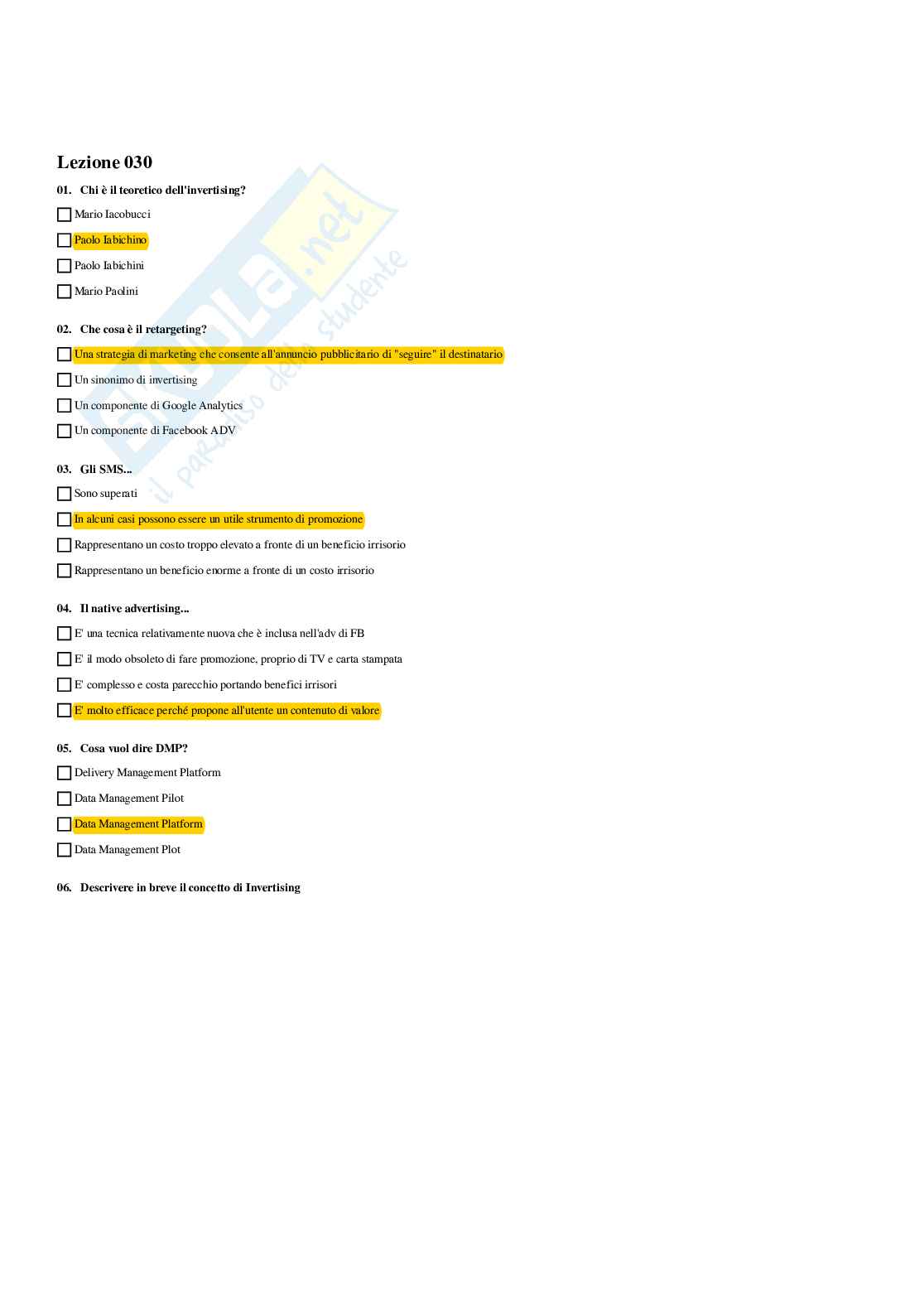 Paniere Marketing digitale avanzato - Risposte multiple - aggiornato (2026) Pag. 31