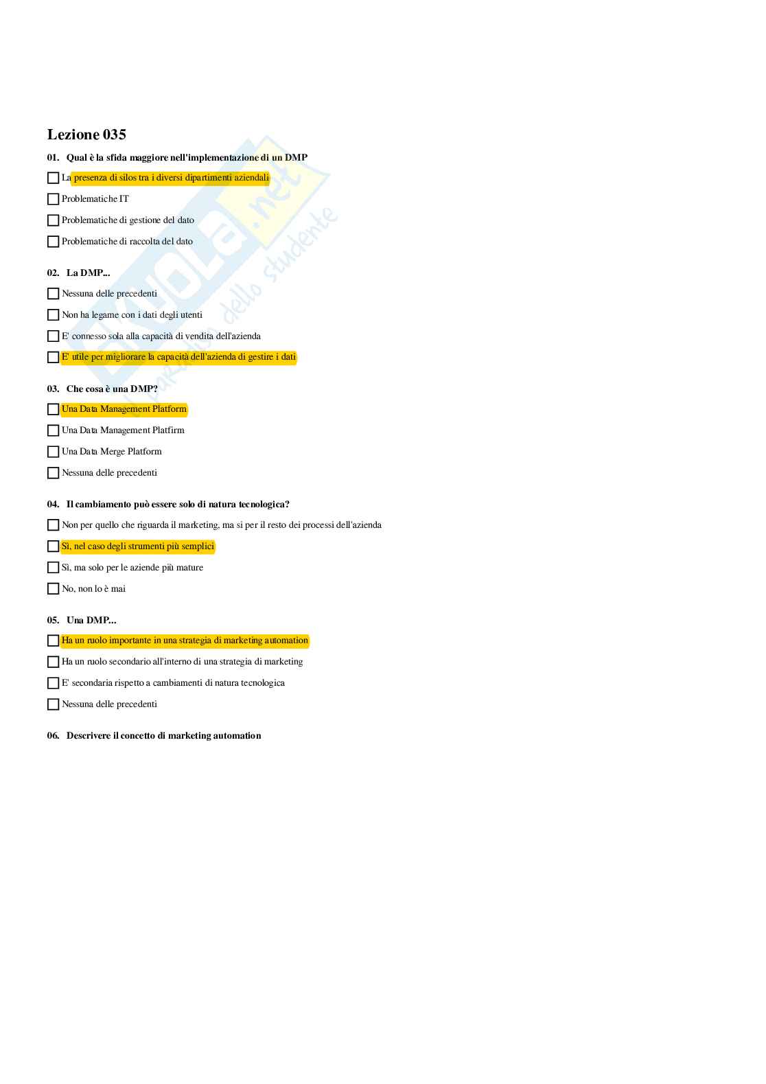 Paniere Marketing digitale avanzato - Risposte multiple - aggiornato (2026) Pag. 36