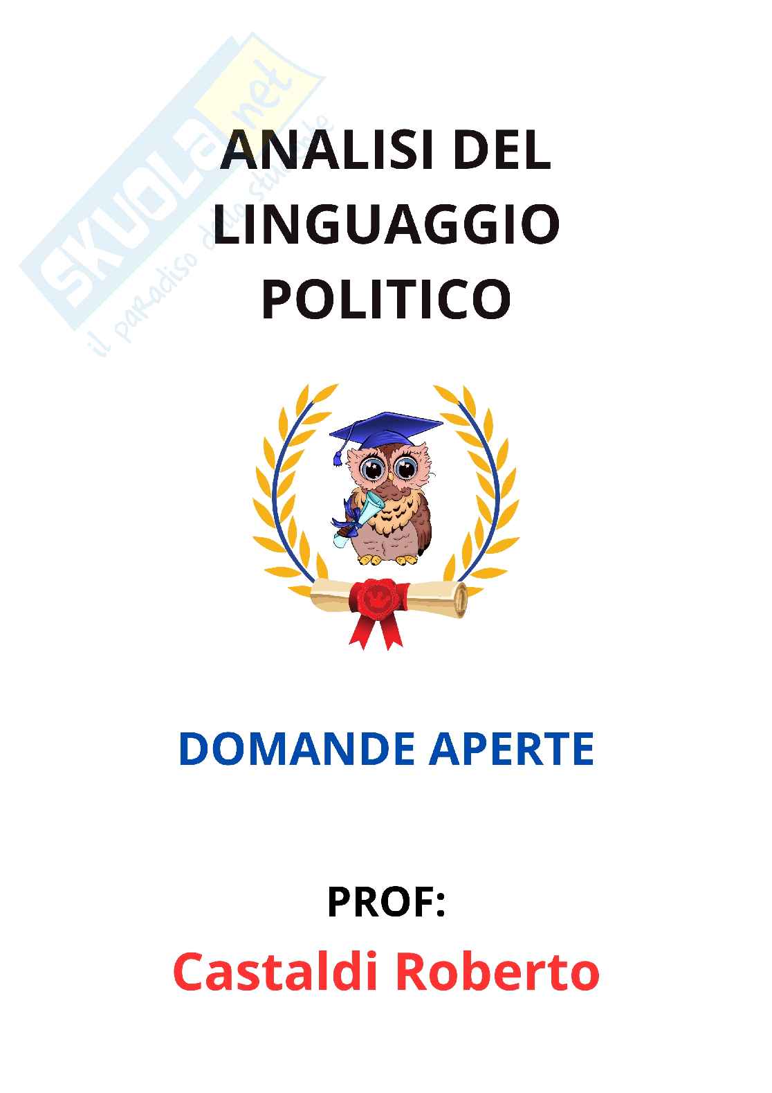 Paniere Analisi del linguaggio politico - Risposte aperte - aggiornato (2025) Pag. 1