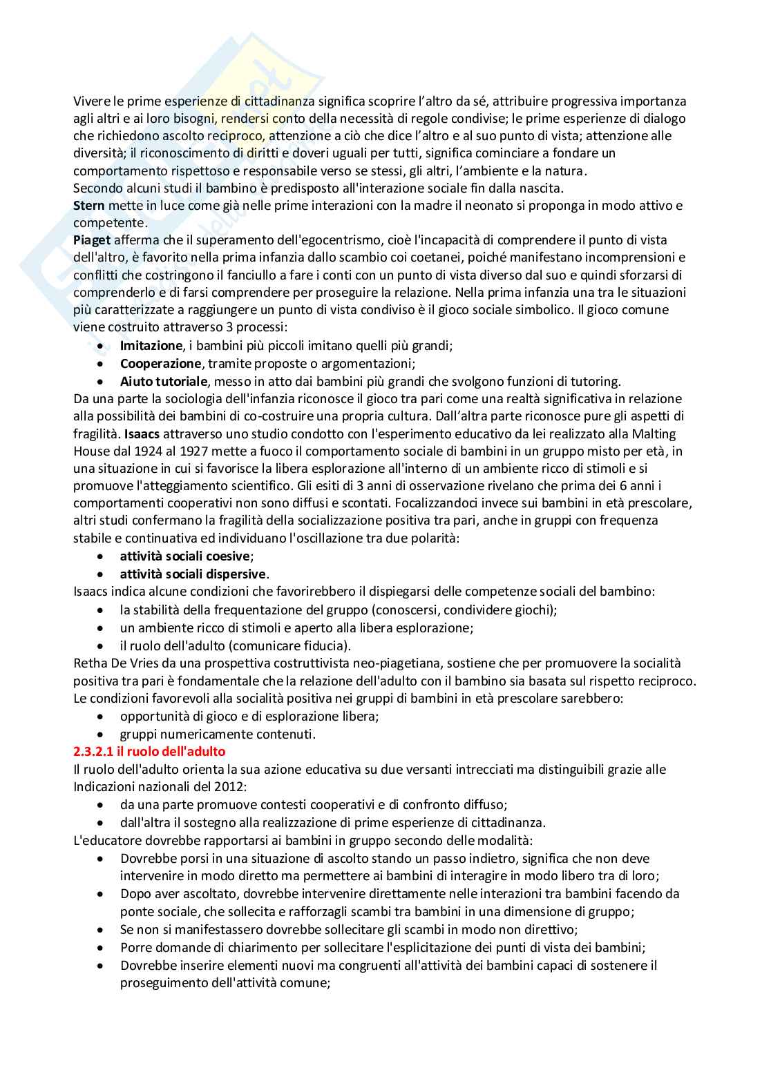Riassunto esame Pedagogia generale , Prof. Tomarchio Maria, libro consigliato Educare l'infanzia, Bondioli, Savio Pag. 11