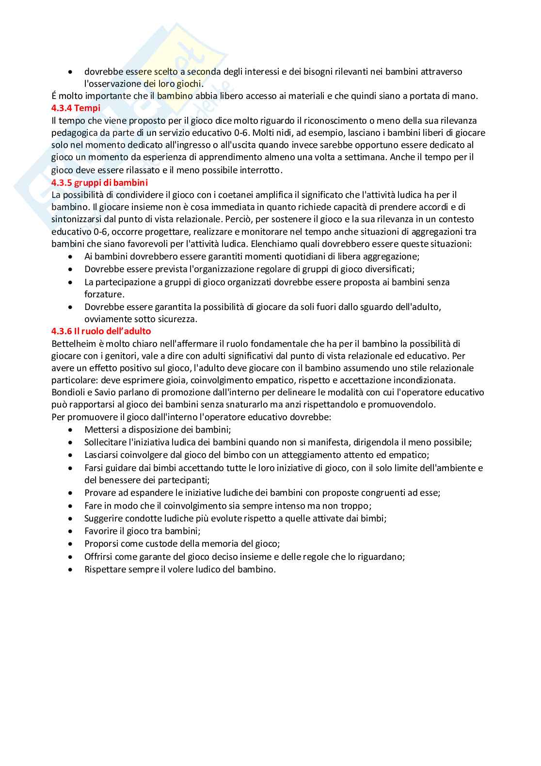 Riassunto esame Pedagogia generale , Prof. Tomarchio Maria, libro consigliato Educare l'infanzia, Bondioli, Savio Pag. 21