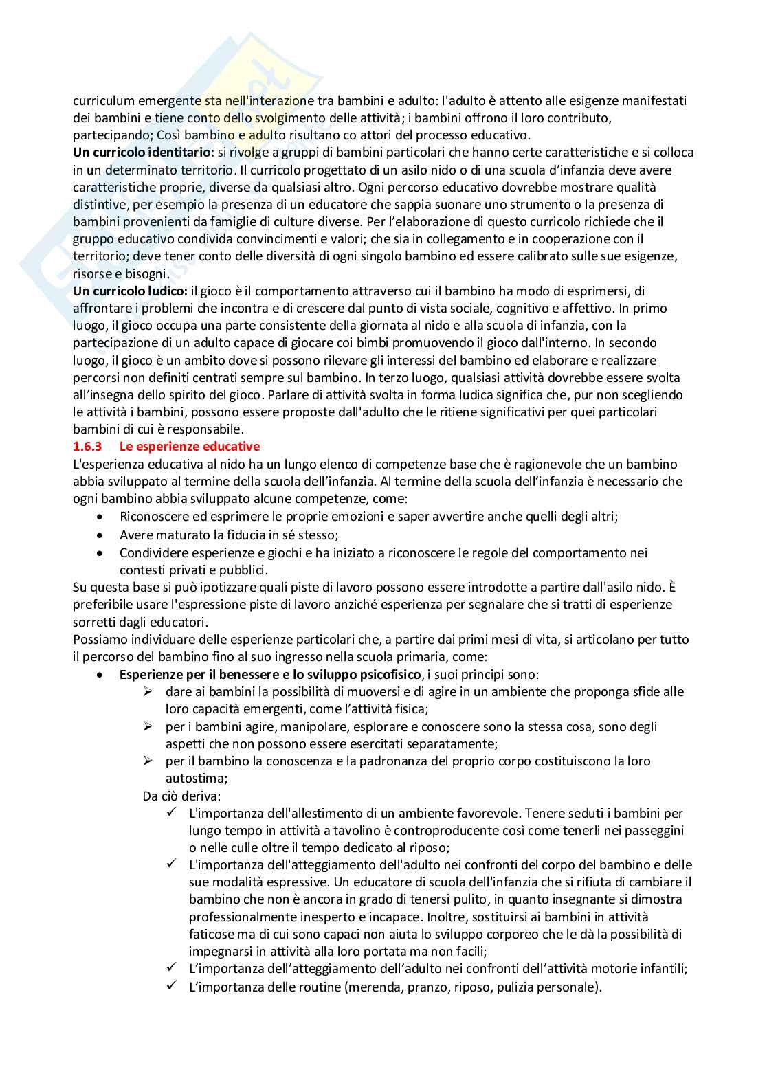 Riassunto esame Pedagogia generale , Prof. Tomarchio Maria, libro consigliato Educare l'infanzia, Bondioli, Savio Pag. 6