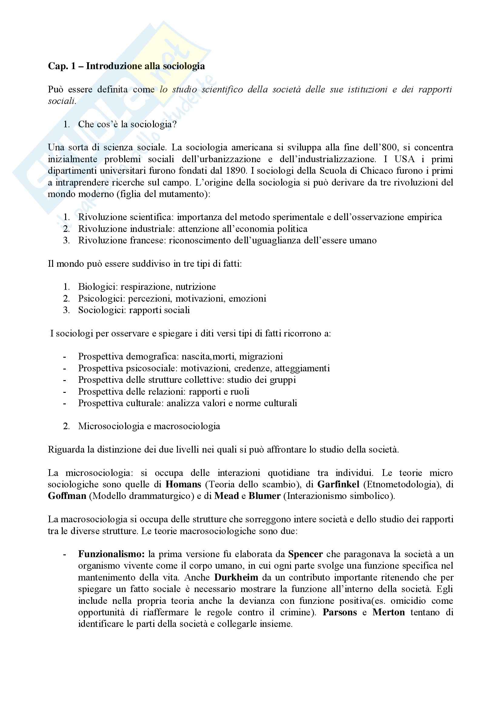 Sociologia generale Pag. 1