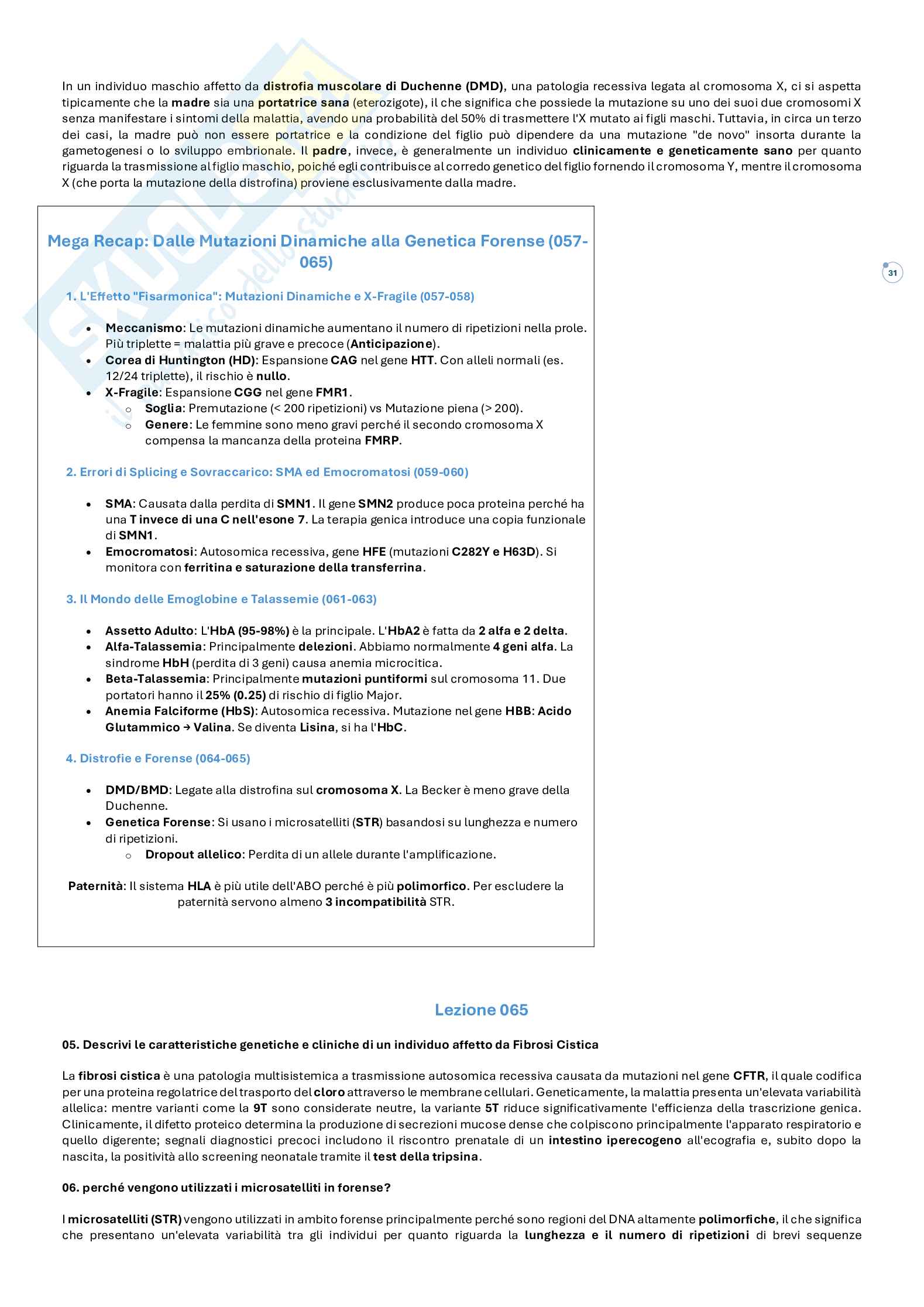 Risposte domande aperte Paniere Genetica medica  Pag. 31