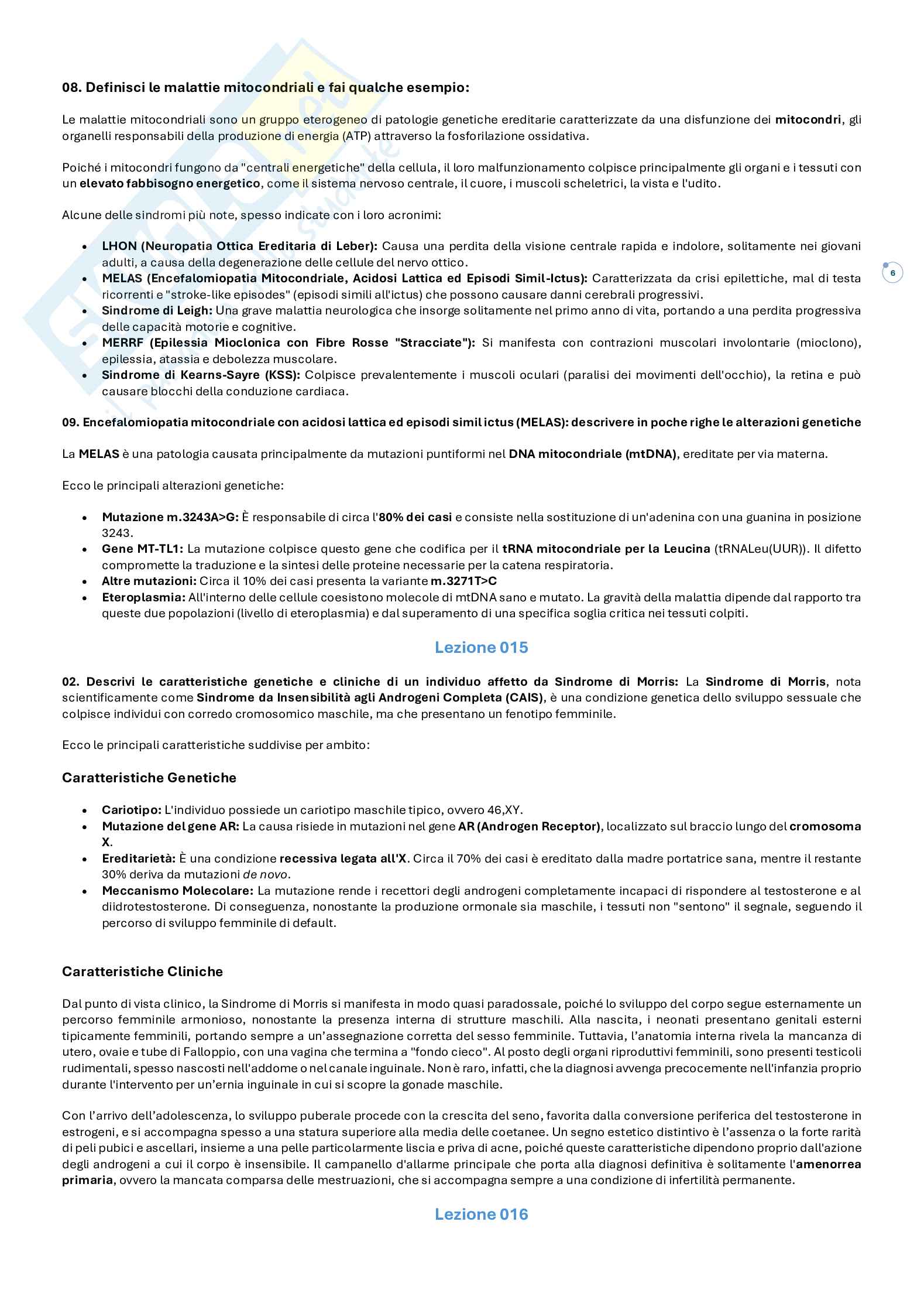 Risposte domande aperte Paniere Genetica medica  Pag. 6