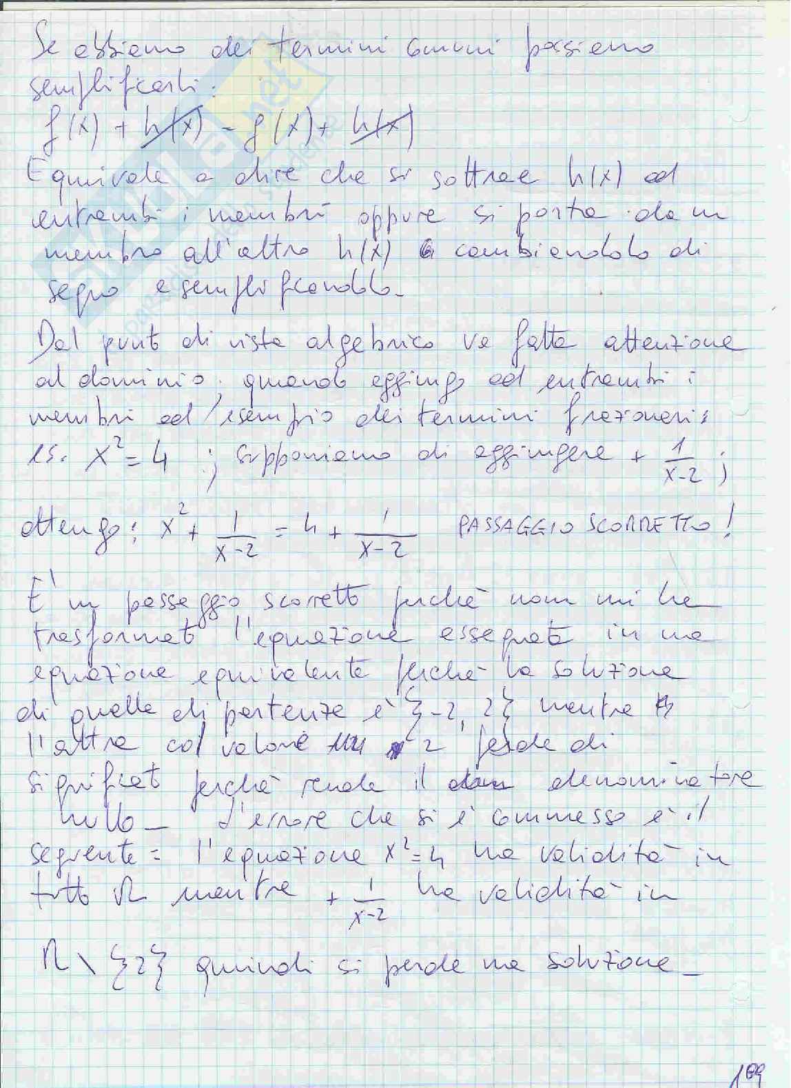Equazioni e disequazioni, proprietà  generali, equazioni e disequazioni di primo e di secondo grado Pag. 6