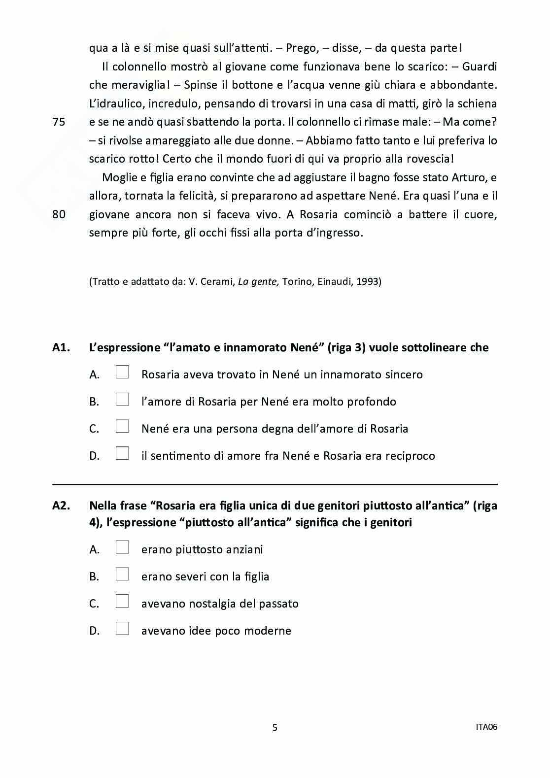 Prova Invalsi Italiano 2011/2012 Prima Media Pag. 6