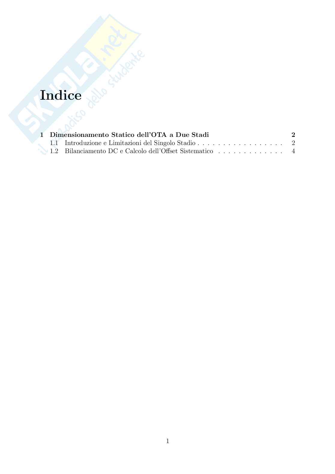 Progetto, compensazione e risposta dinamica di OTA CMOS a due stadi - Parte 1 Pag. 2