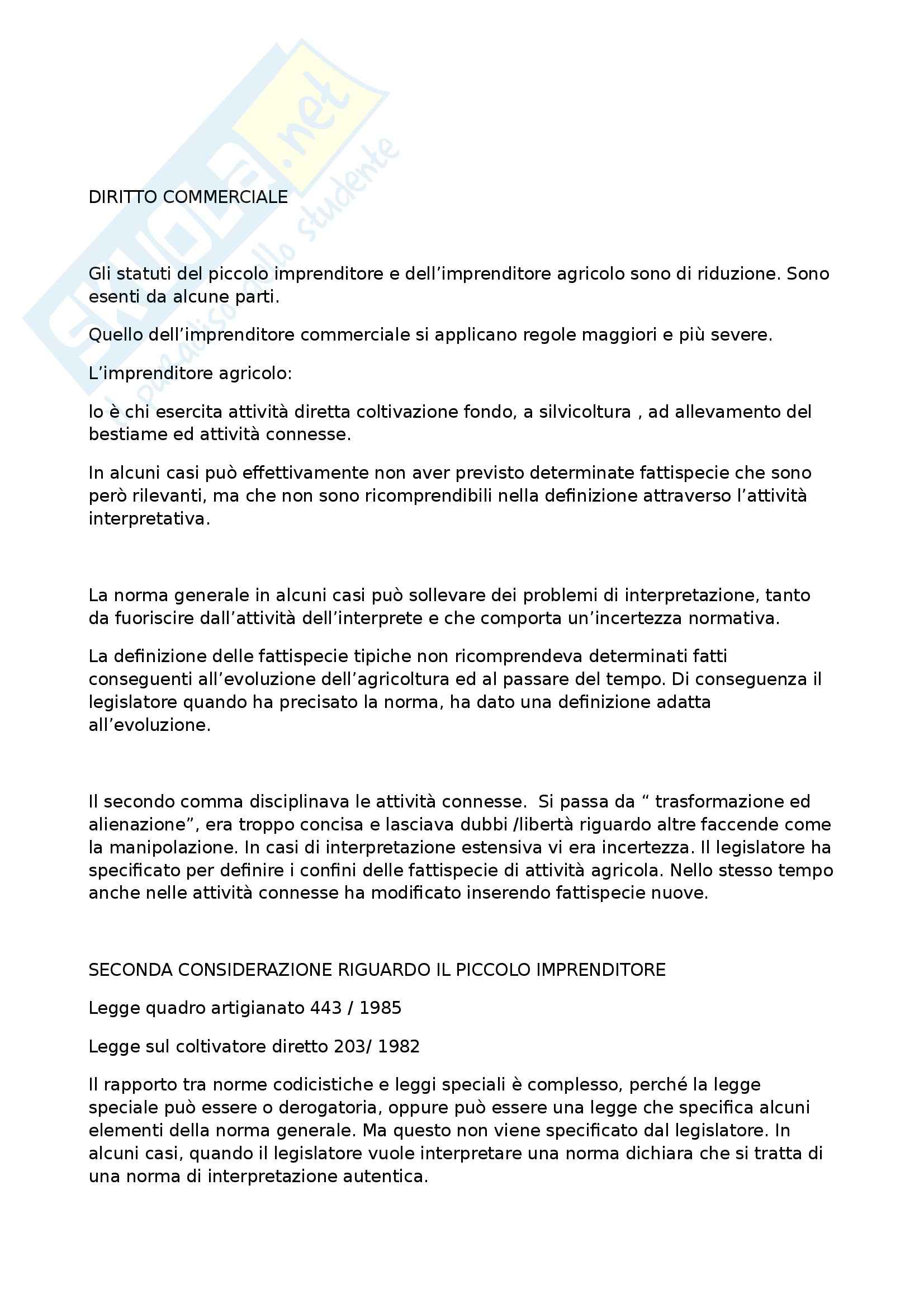 Diritto commerciale  - Appunti e lezioni Pag. 1
