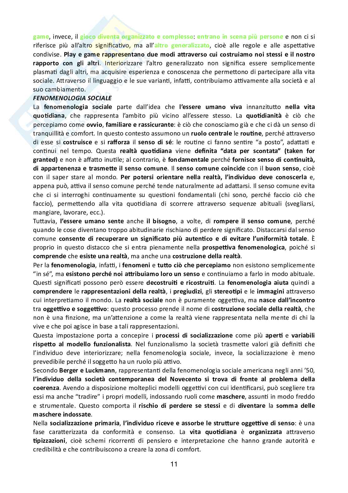 Schemi discorsivi pre parziale Sociologia dell'educazione Pag. 11