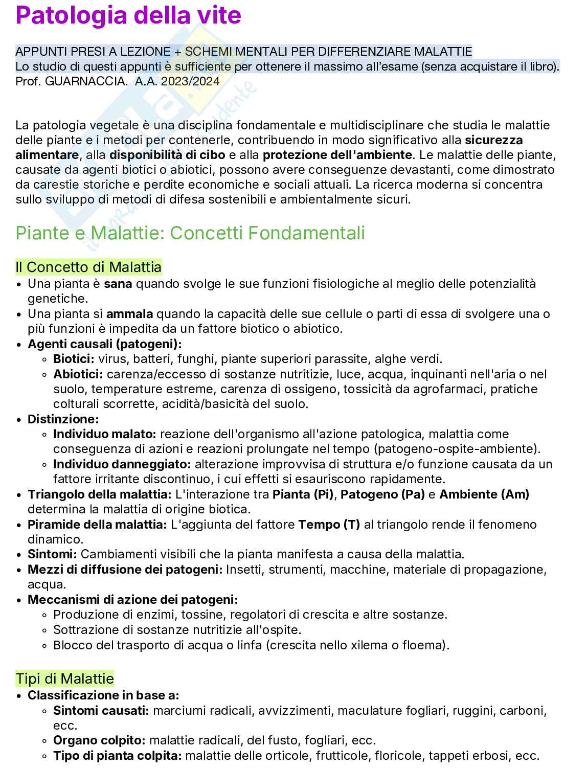 Appunti Patologia della vite Pag. 1