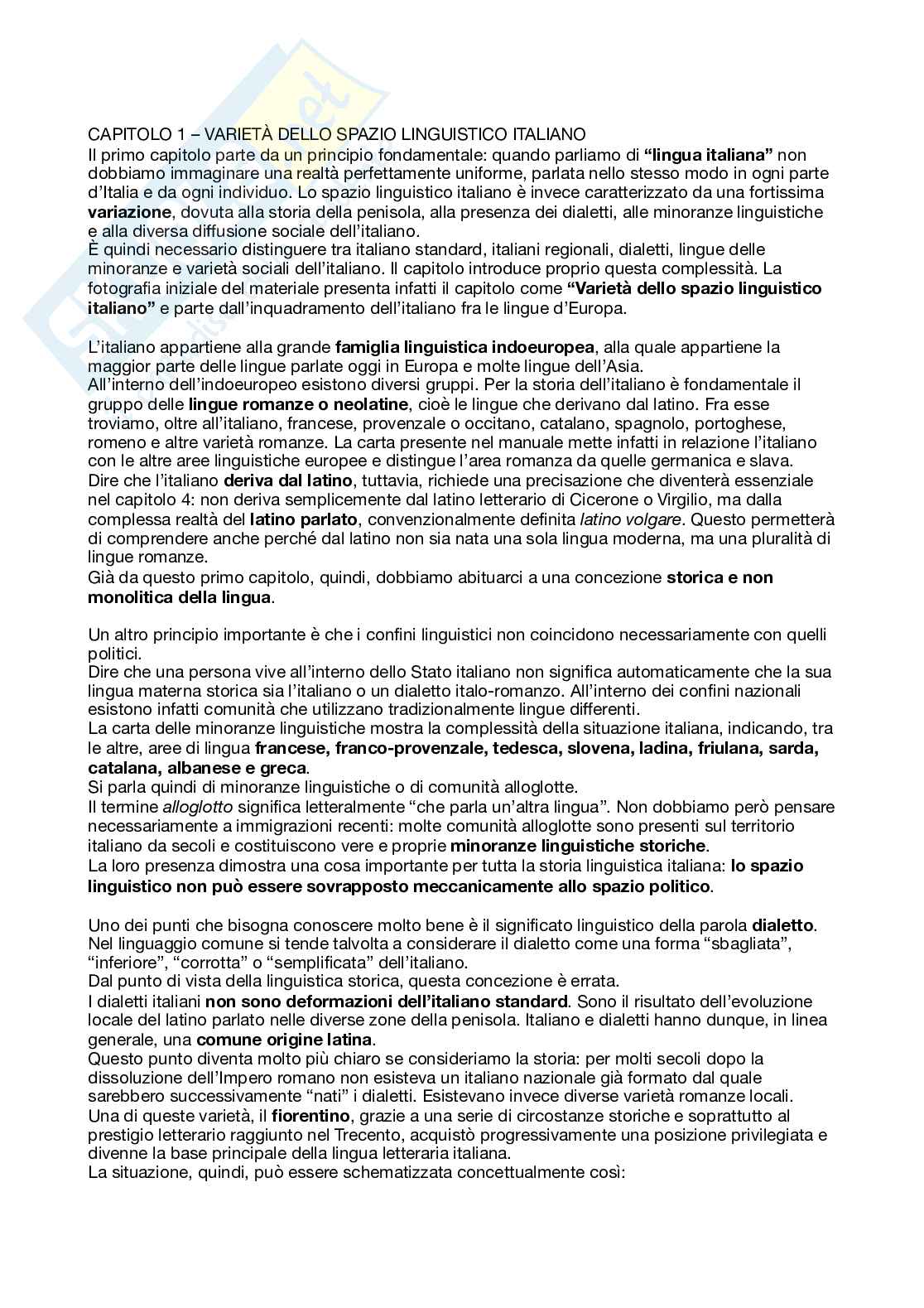 Storia della lingua italiana Pag. 1